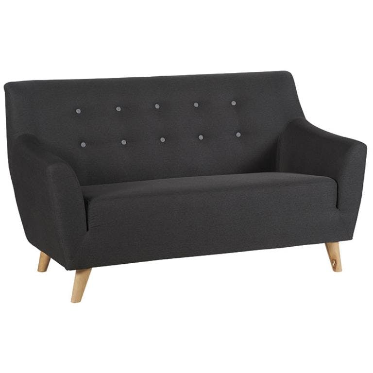 Canapé 2 places tissu gris anthracite boutons gris COOPER