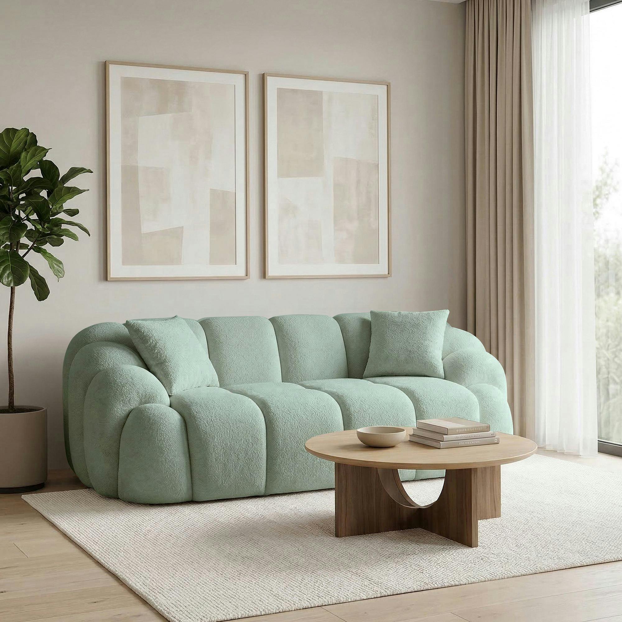 Canapé 2 places vert sauge design arrondi ONDA