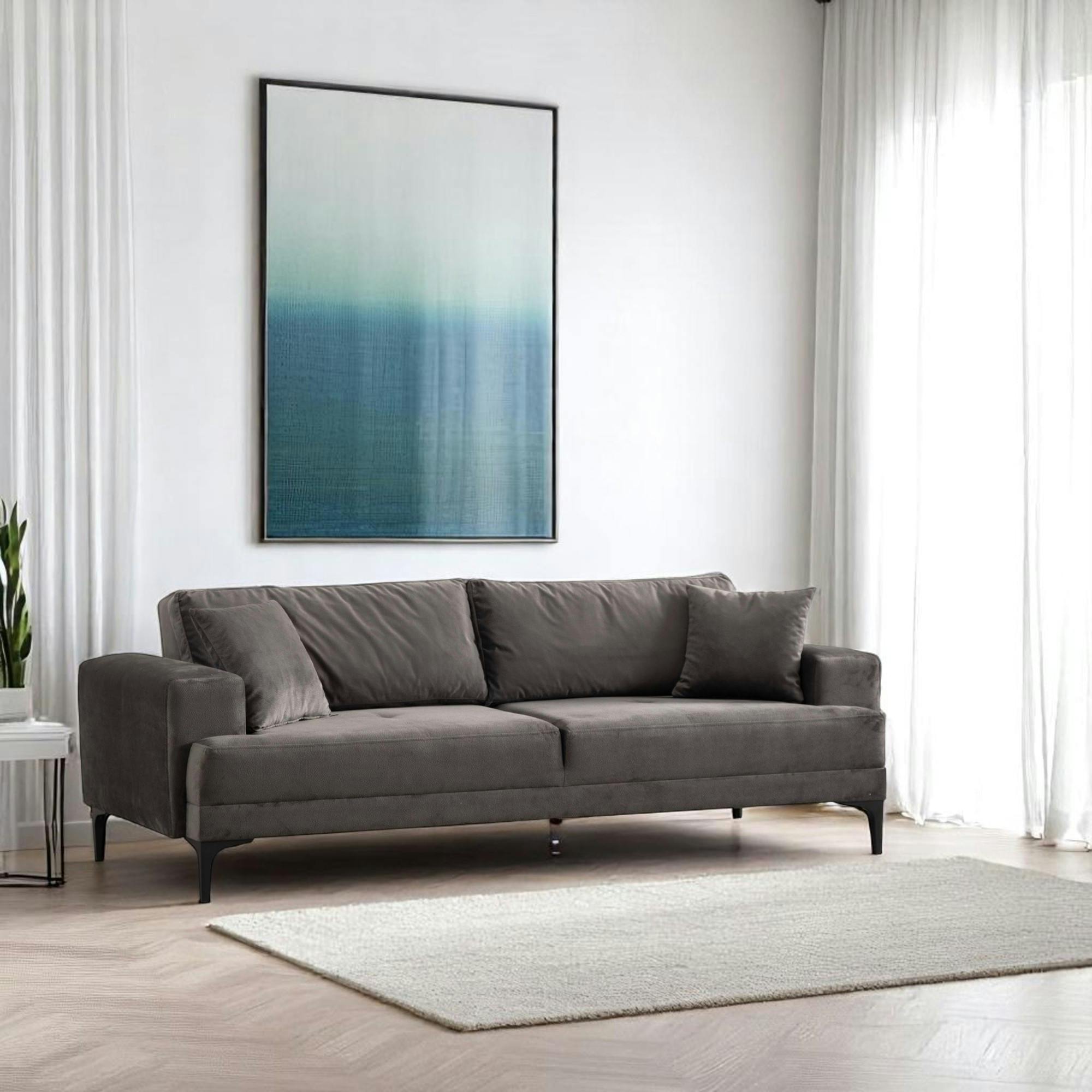 Canapé 3 places anthracite avec couchage d’appoint JACA