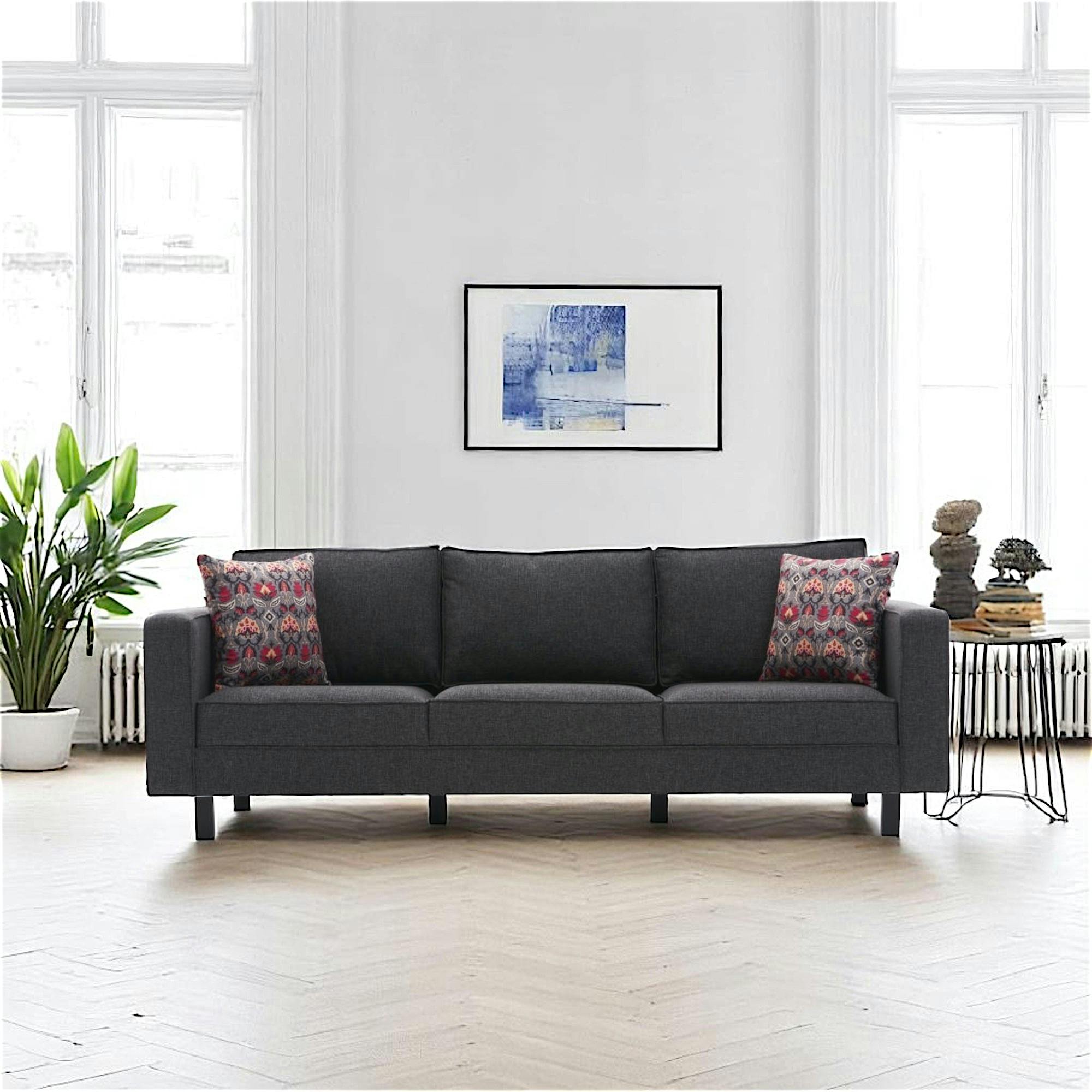 Canapé 3 places anthracite - pieds droits CORTONA