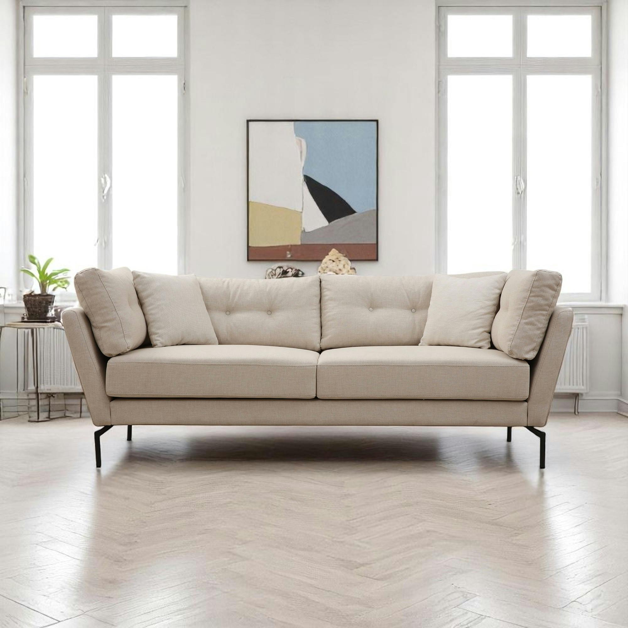 Canapé 3 places beige - accoudoirs inclinés LUCCA