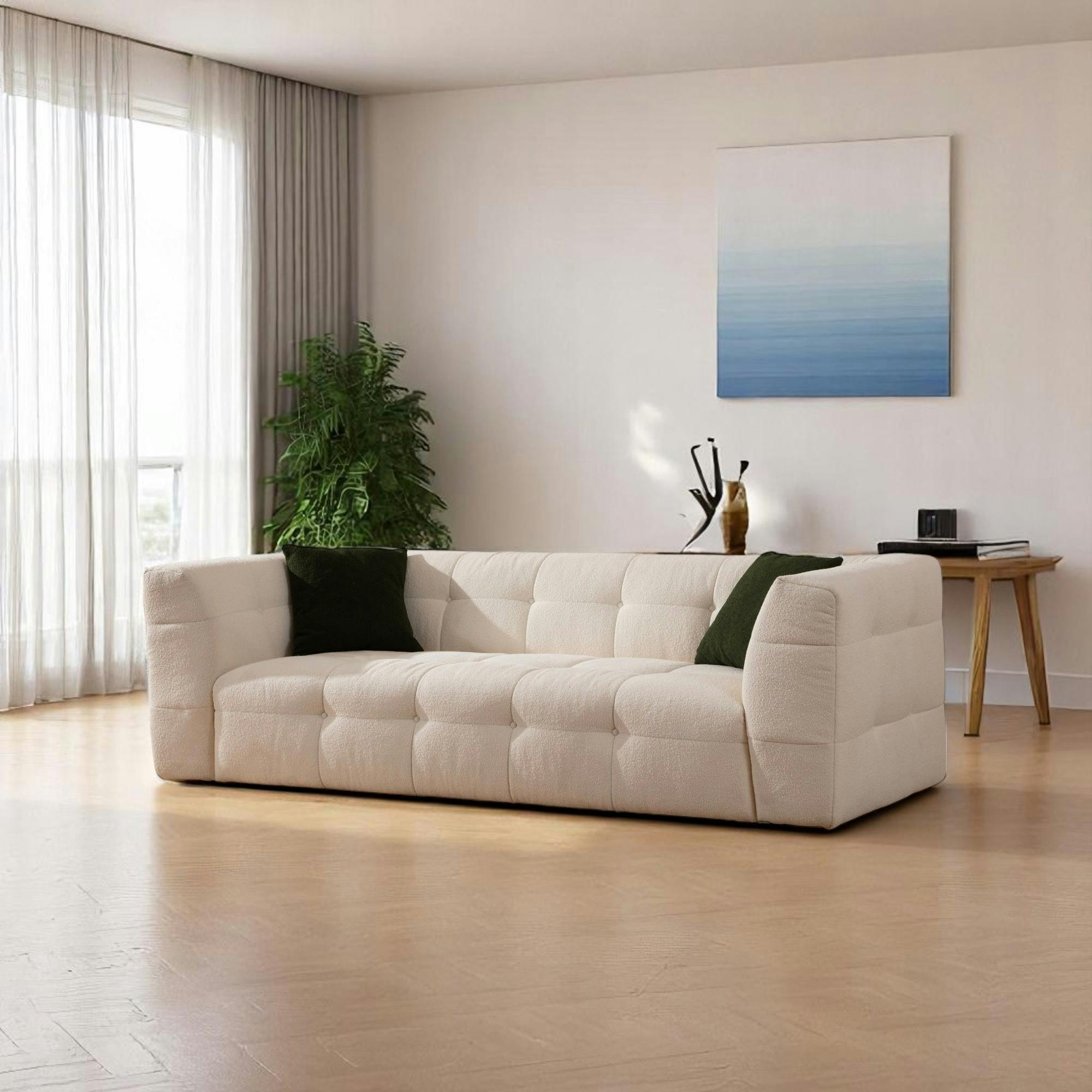 Canapé 3 places beige capitonné RAVELLO