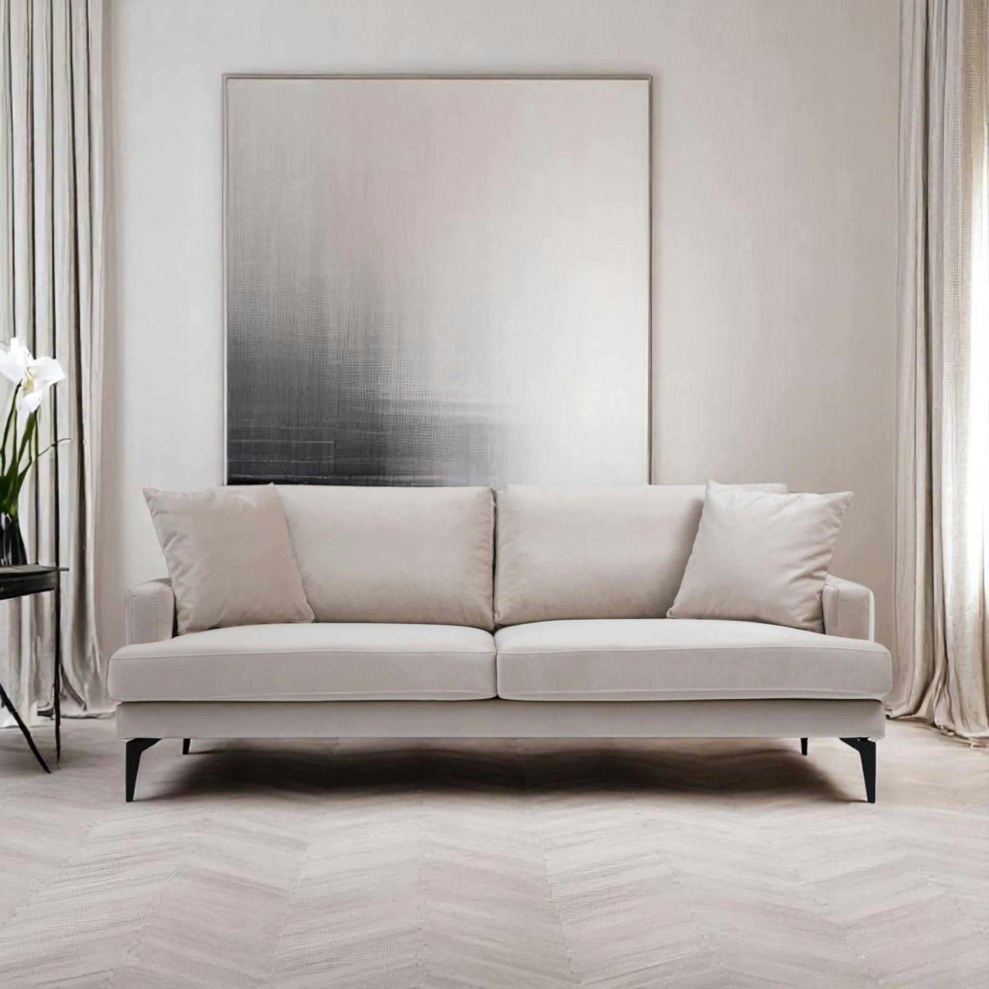 Canapé 3 places beige en velours SEATTLE