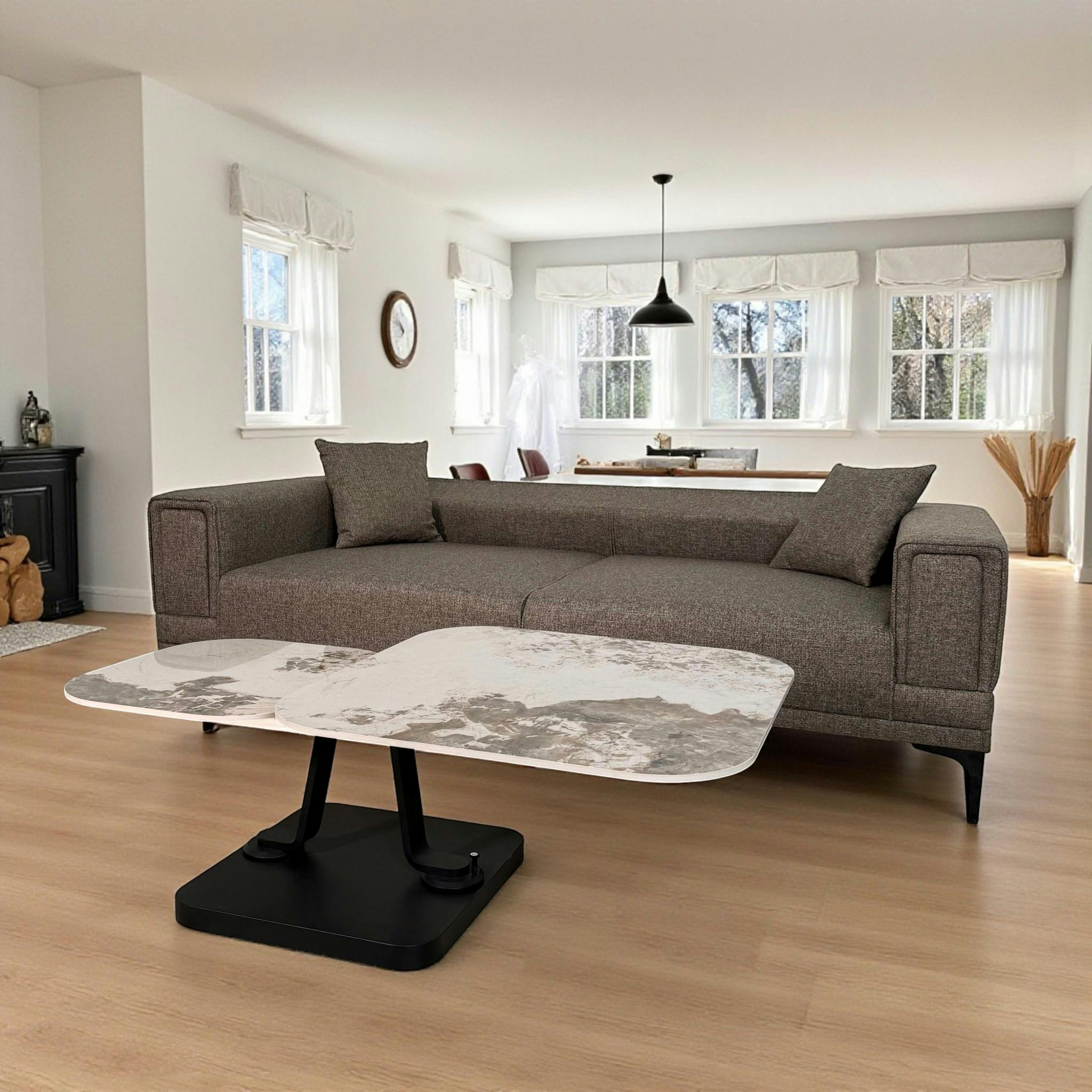 Canapé 3 places beige - lit d'appoint, look épuré LUCCA