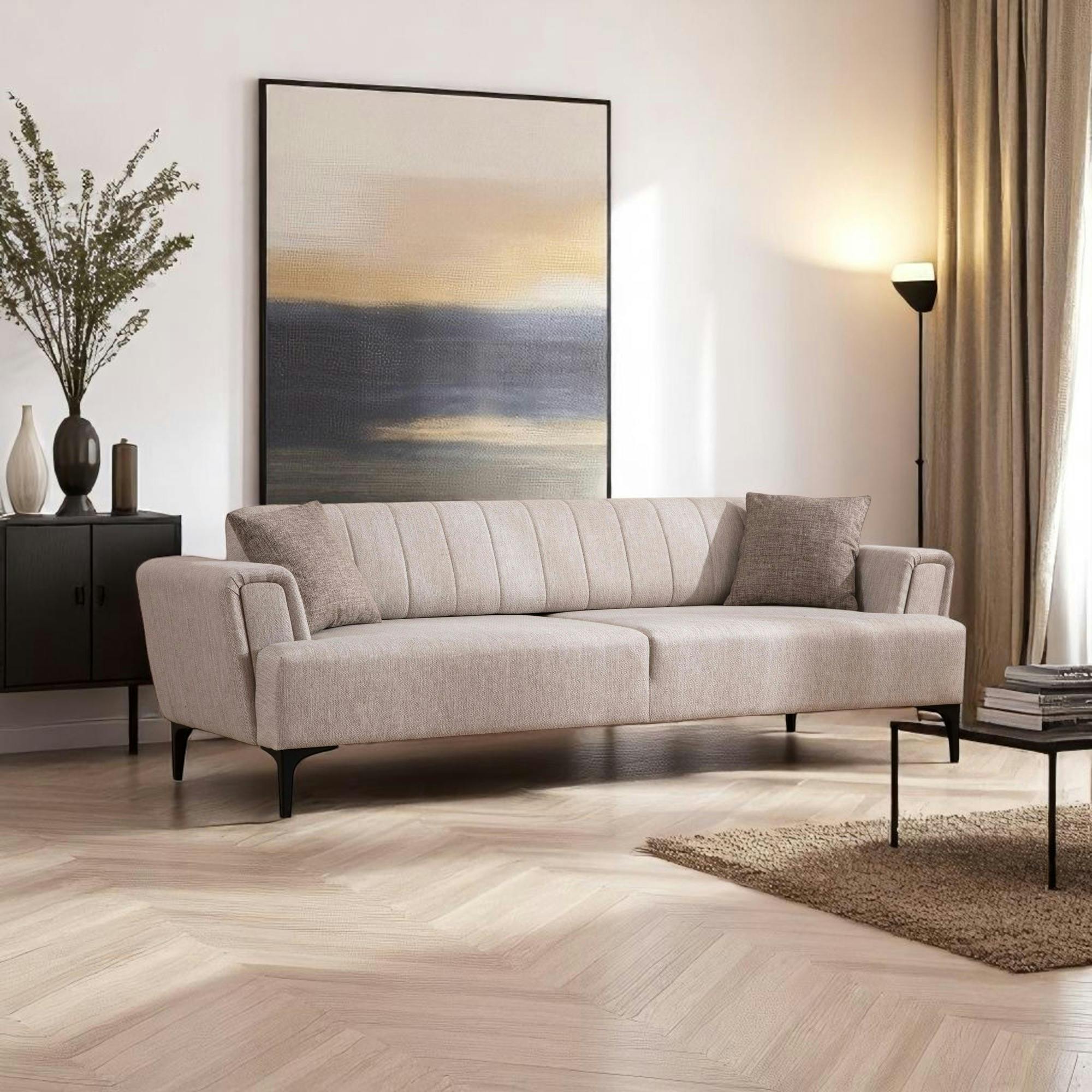 Canapé 3 places beige - lit d’appoint, style moderne LUCCA