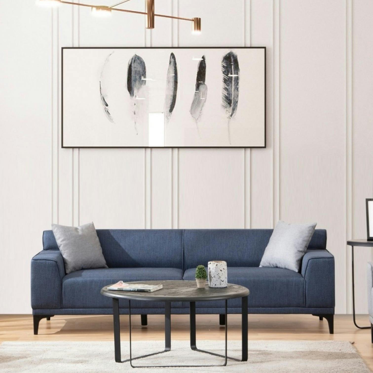 Canapé 3 places bleu - accoudoirs larges ORSAY