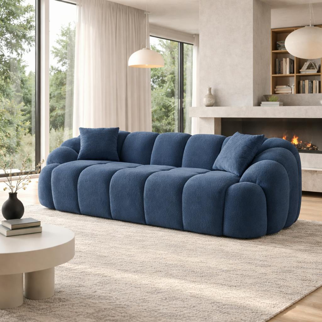 Canapé 3 places bleu design arrondi ONDA