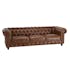 Canapé 3 places Chesterfield cuir brun 2 roulettes PRESTON