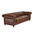 Canapé 3 places Chesterfield cuir brun 2 roulettes PRESTON