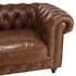 Canapé 3 places Chesterfield cuir brun 2 roulettes PRESTON