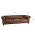 Canapé 3 places Chesterfield cuir brun 2 roulettes PRESTON