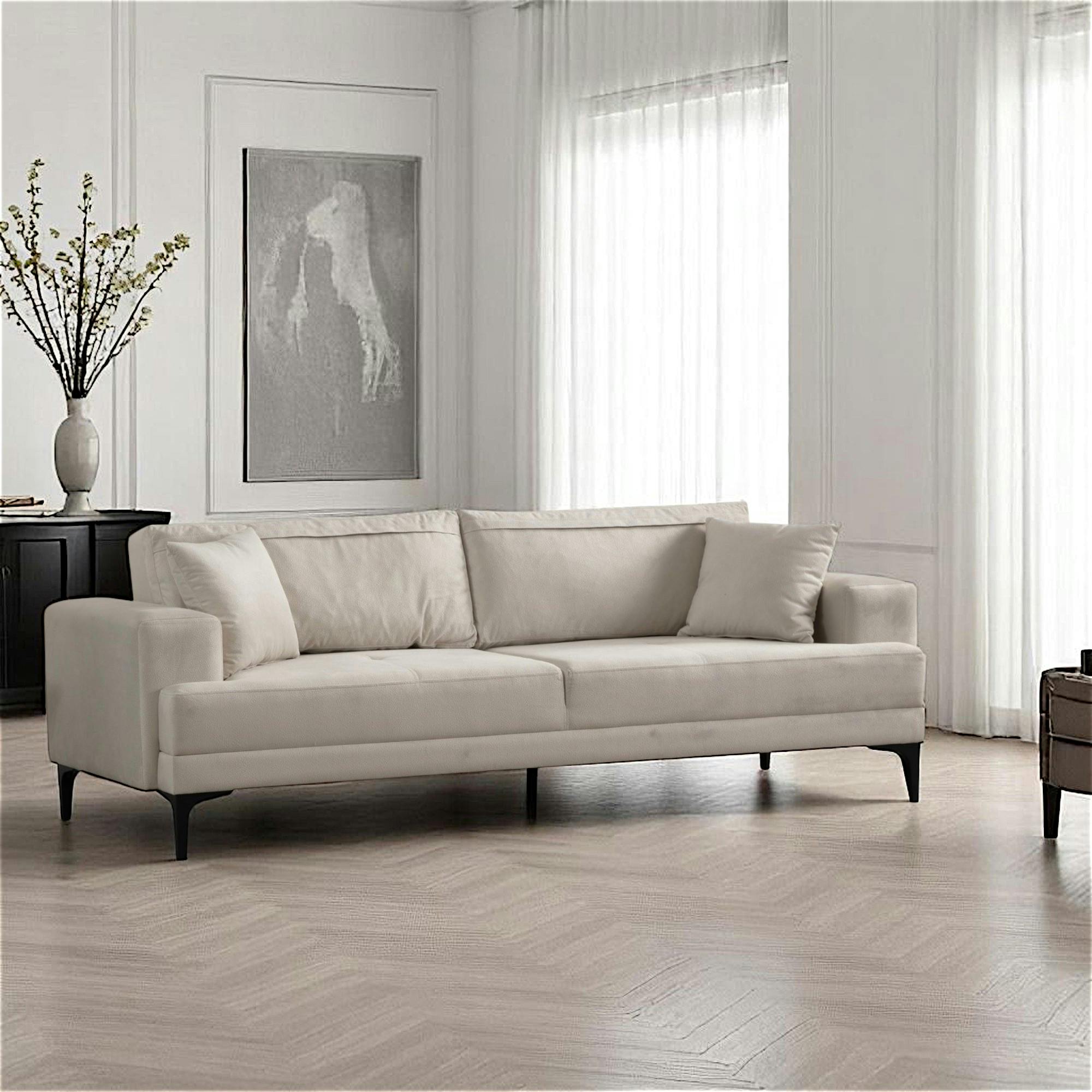 Canapé 3 places écru avec couchage d’appoint JACA