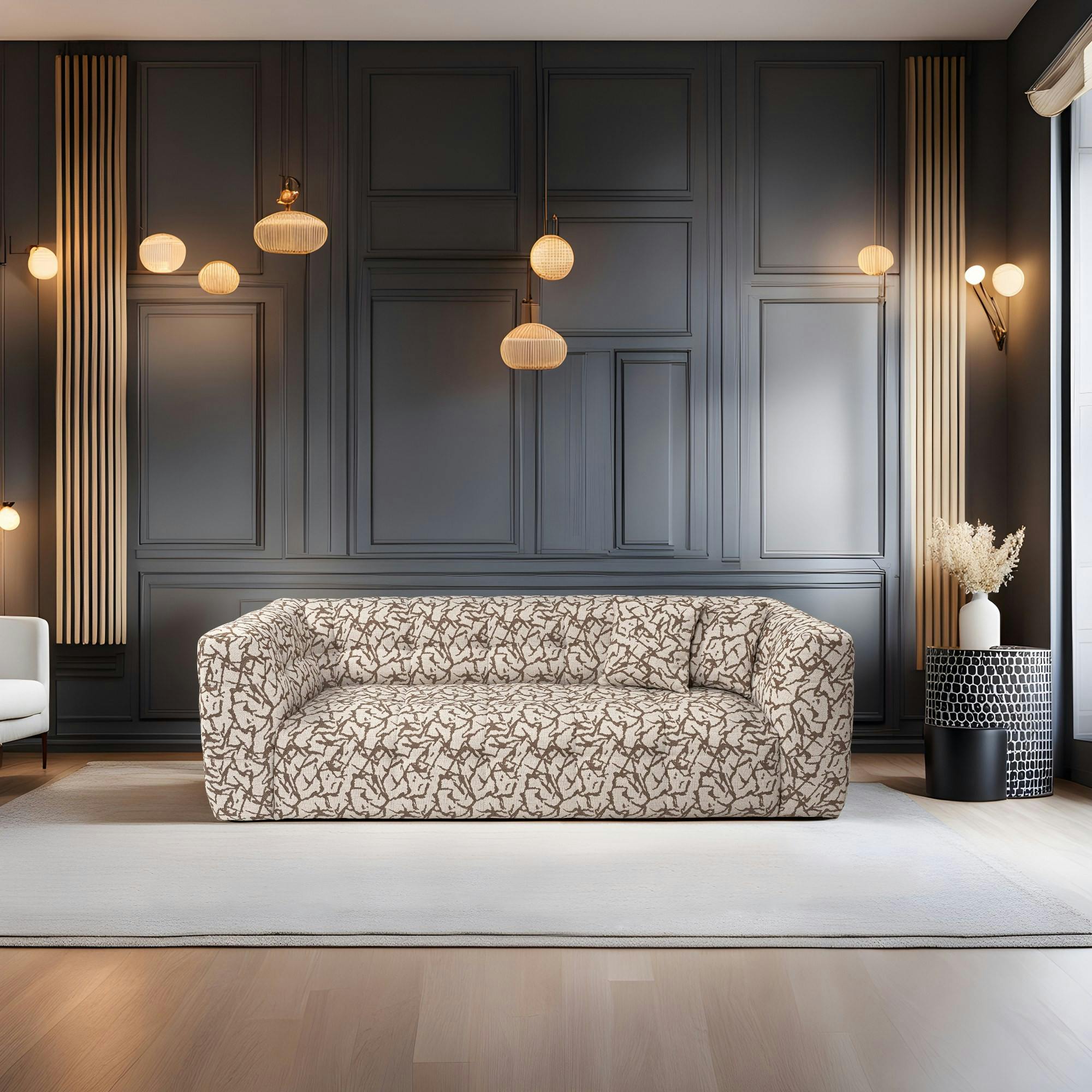 Canapé 3 places écru, décor nature RAVELLO