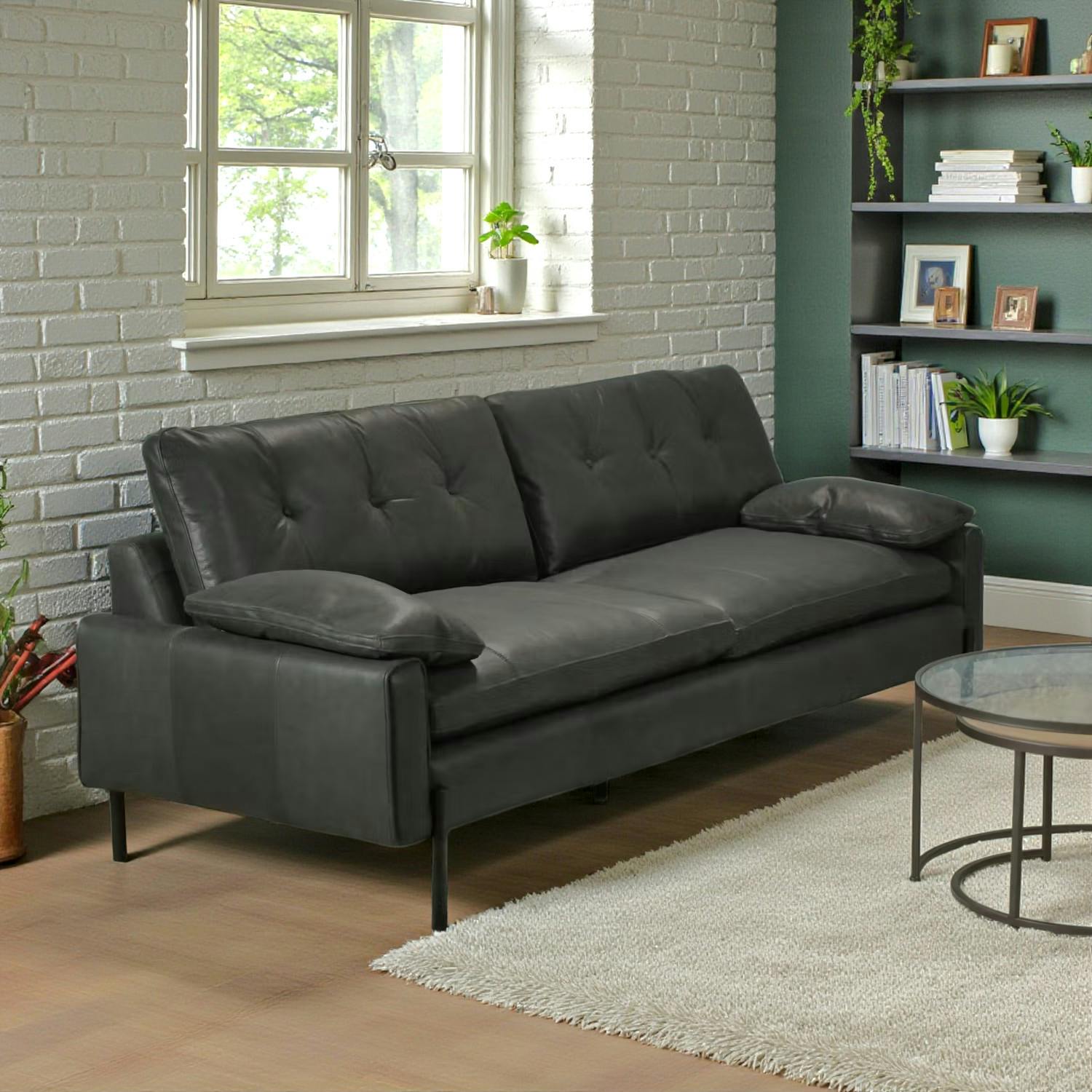 Canapé 3 places en cuir anthracite GLASGOW