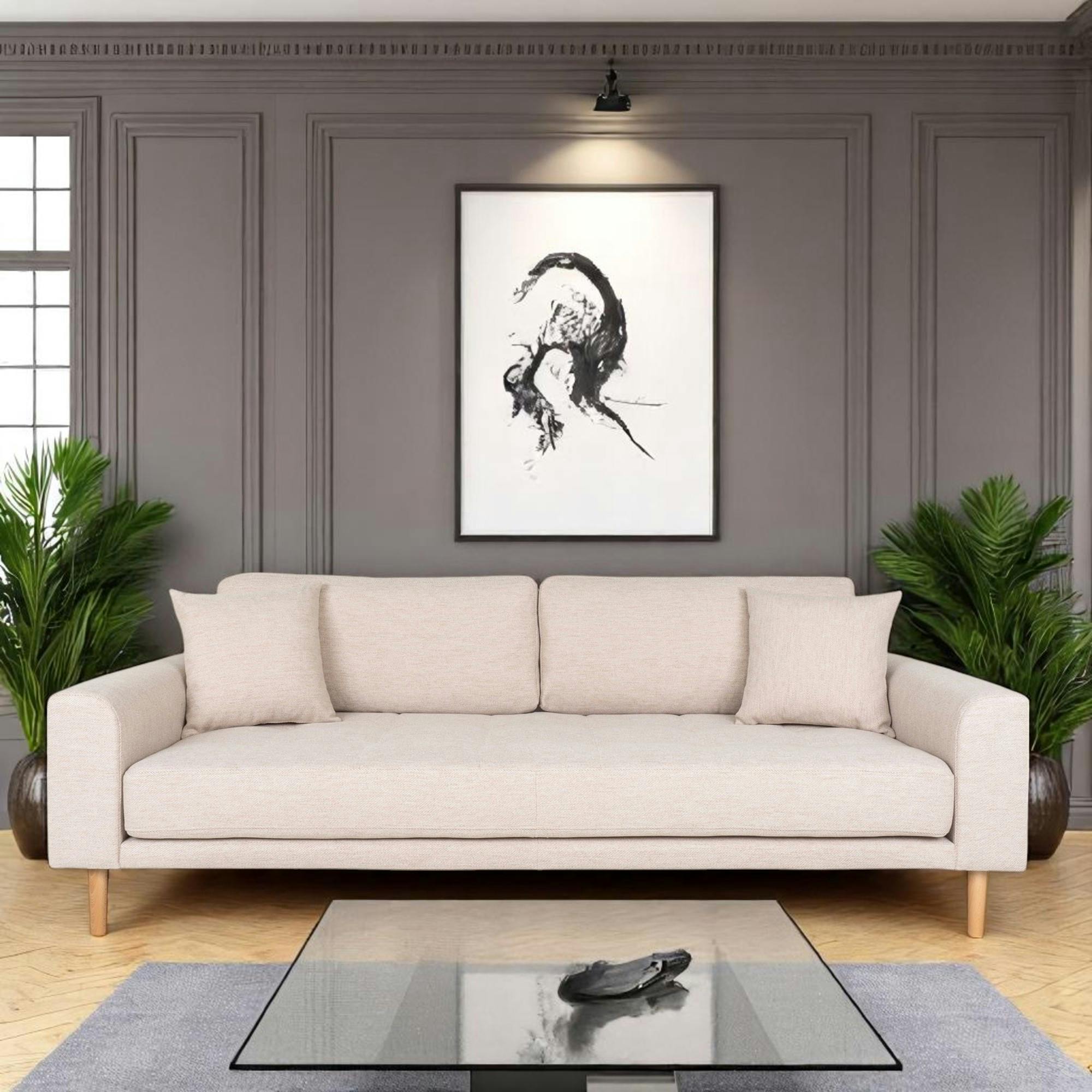 Canapé 3 places beige sable - 210 cm ROTTERDAM