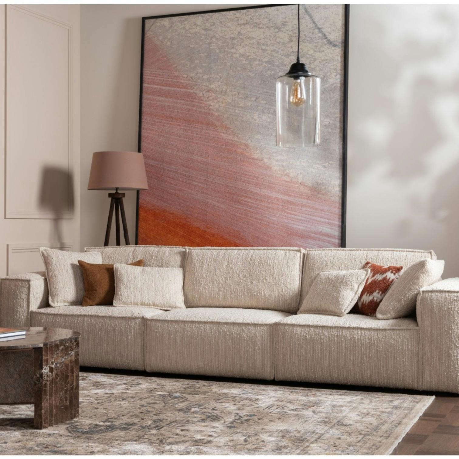 Canapé 3 places en tissu blanc SEMPIONE