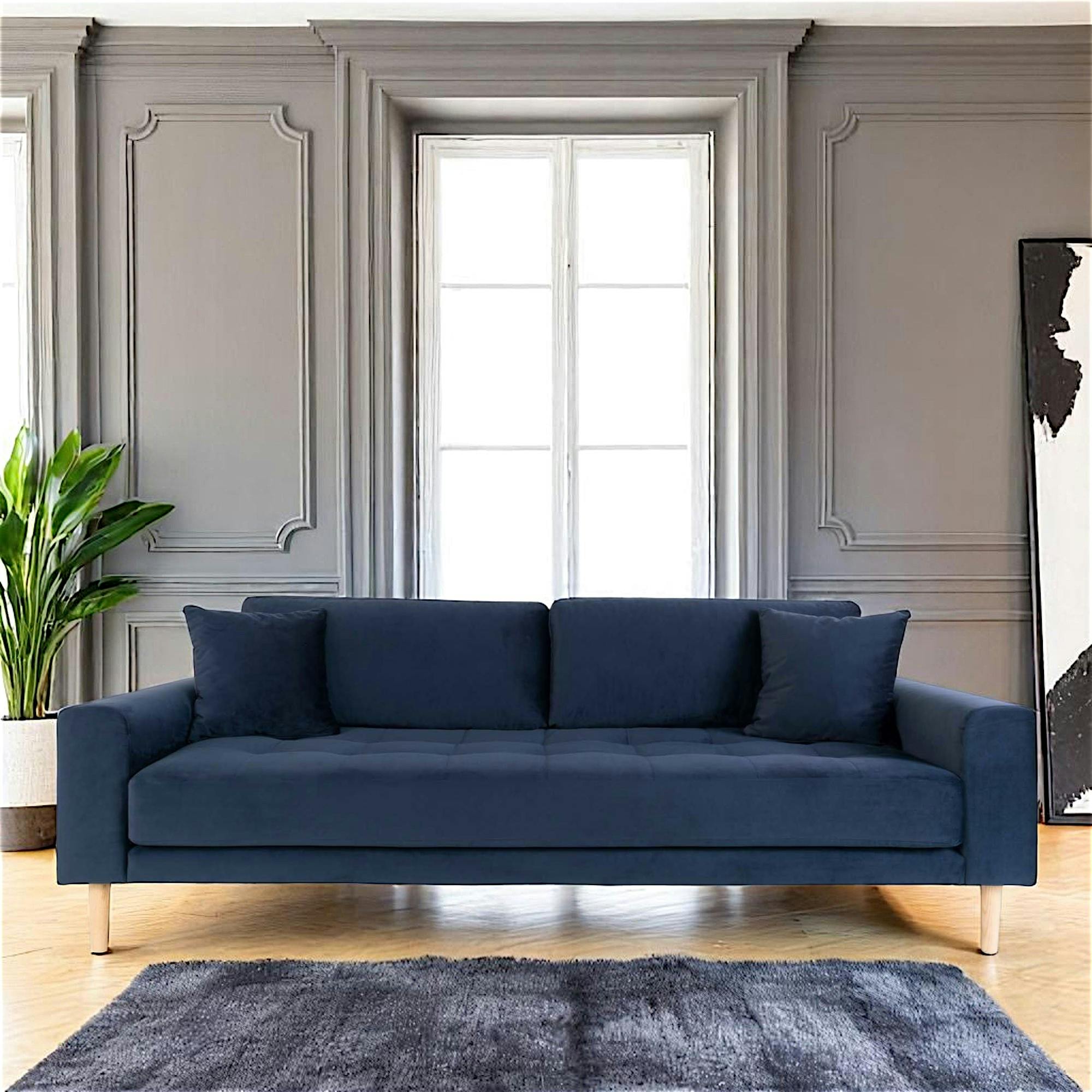 Canapé 3 places bleu nuit - velours, AMSTERDAM