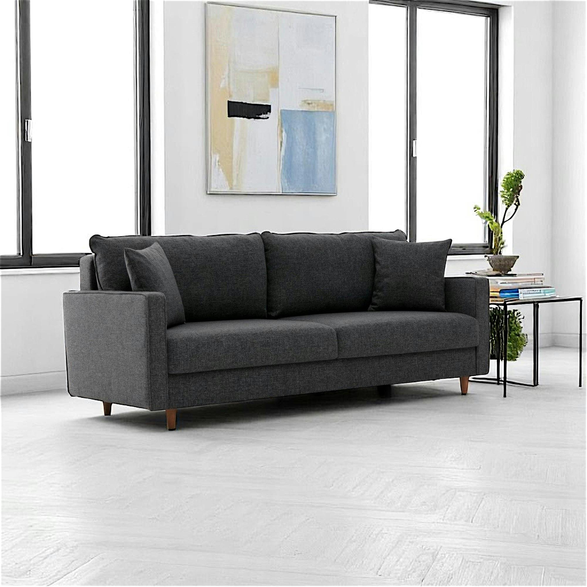 Canapé 3 places gris anthracite - dossier haut COMO