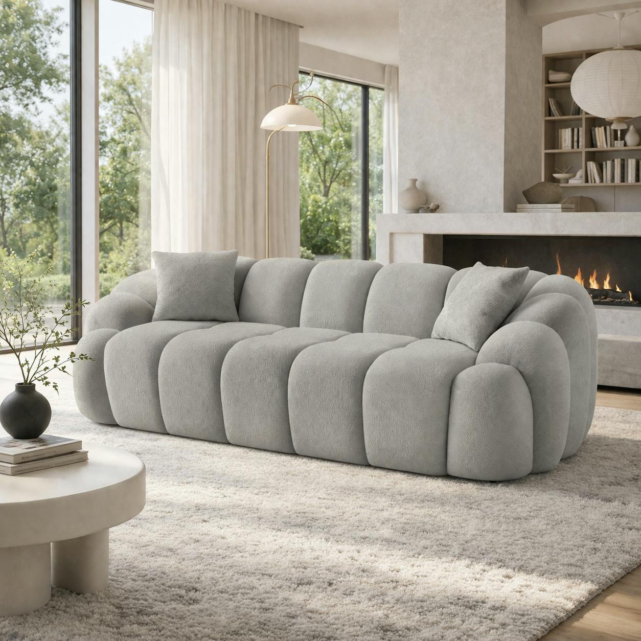Canapé 3 places gris design arrondi ONDA
