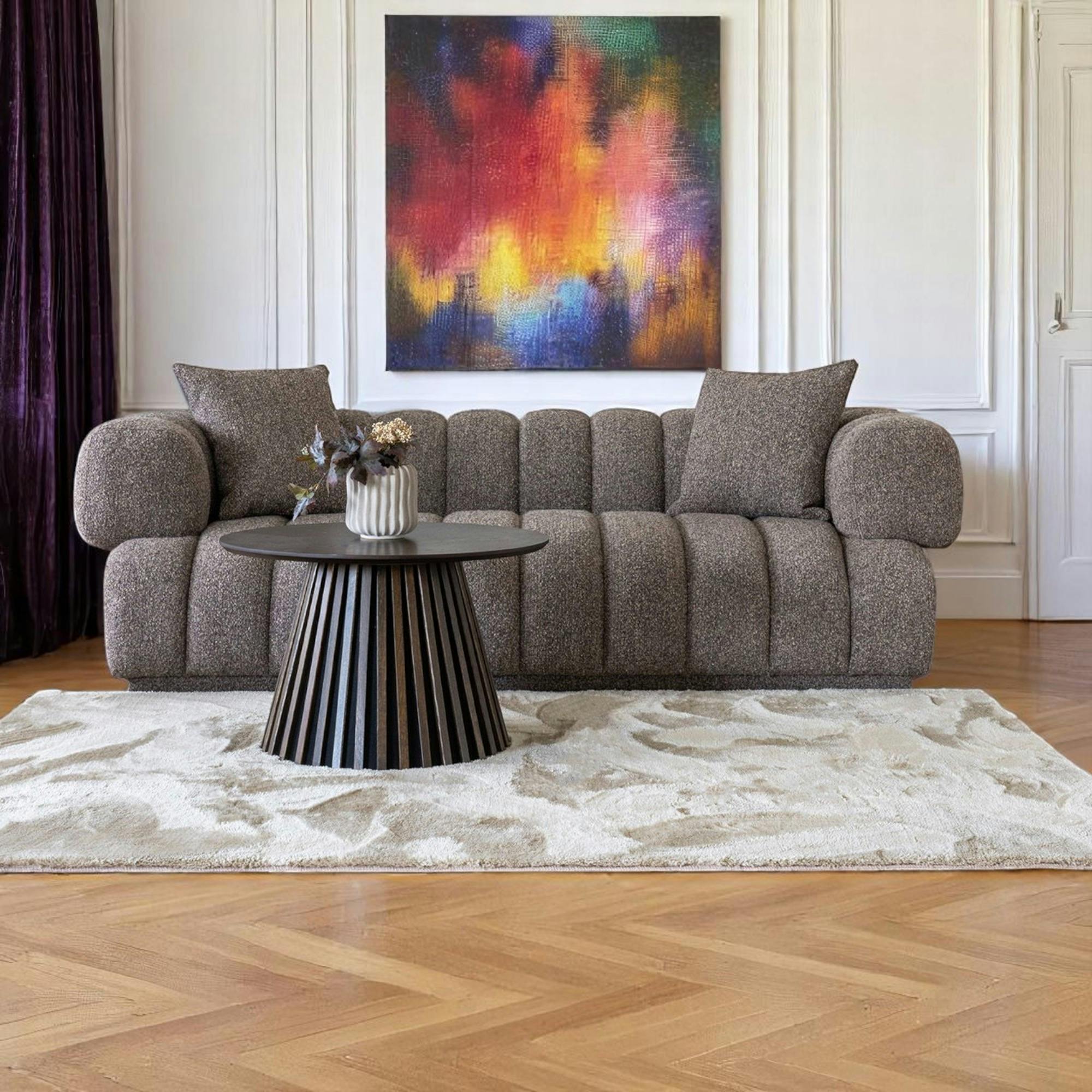 Canapé 3 places marron - forme arrondie BERLIN