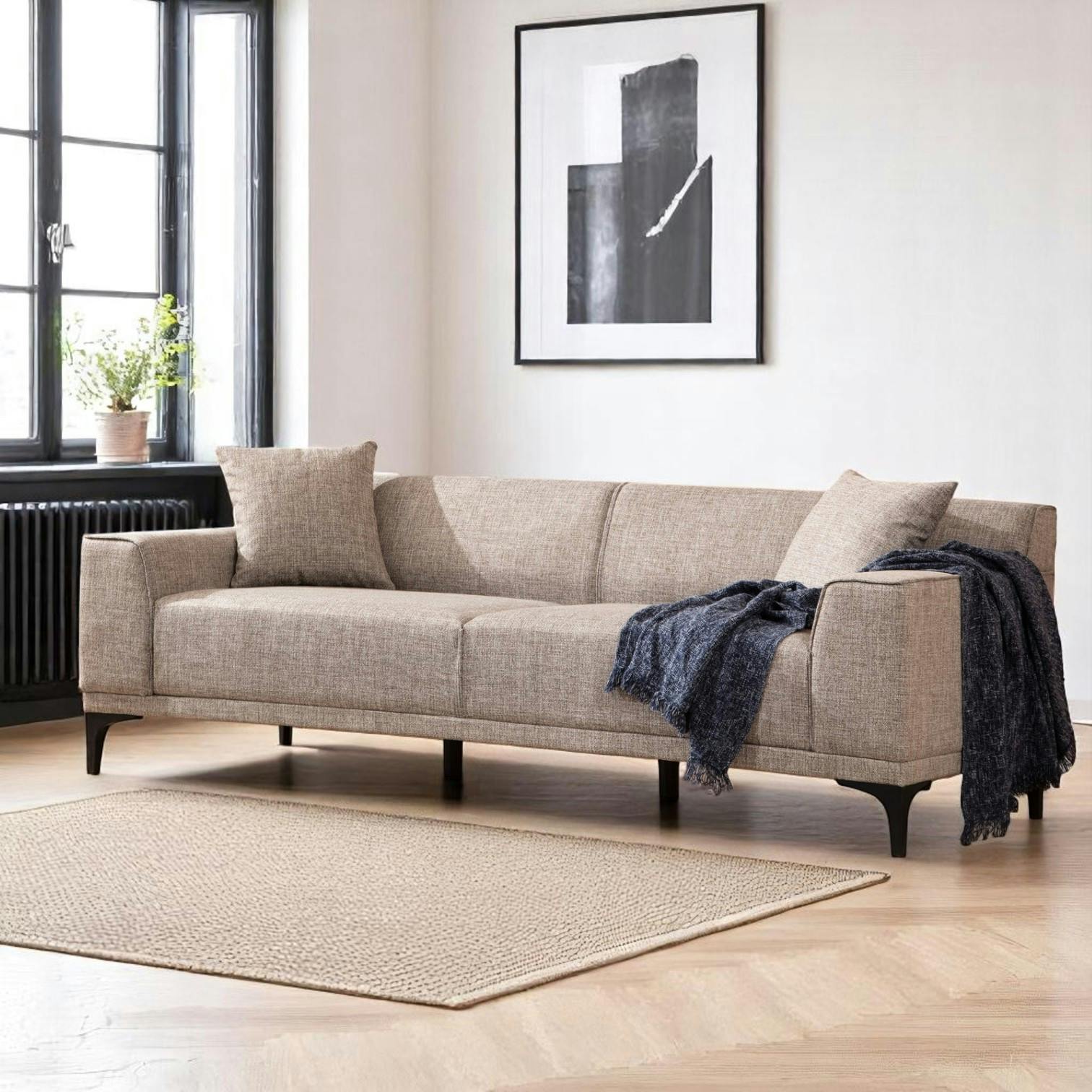 Canapé 3 places brun taupe - accoudoirs larges ORSAY