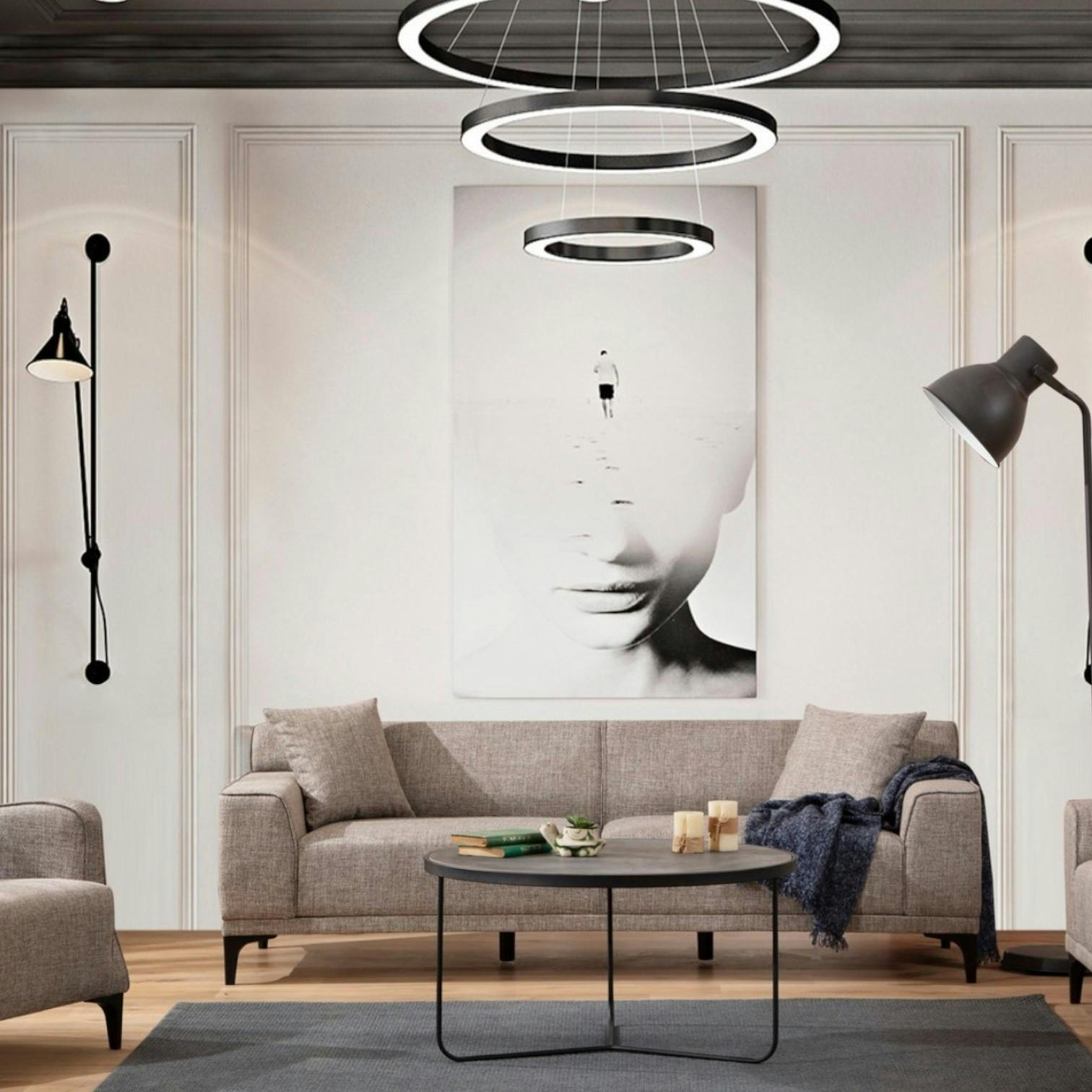 Canapé 3 places brun taupe - accoudoirs larges ORSAY