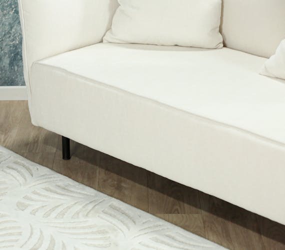 Canapé 3 places moderne tissu blanc crème TURIN