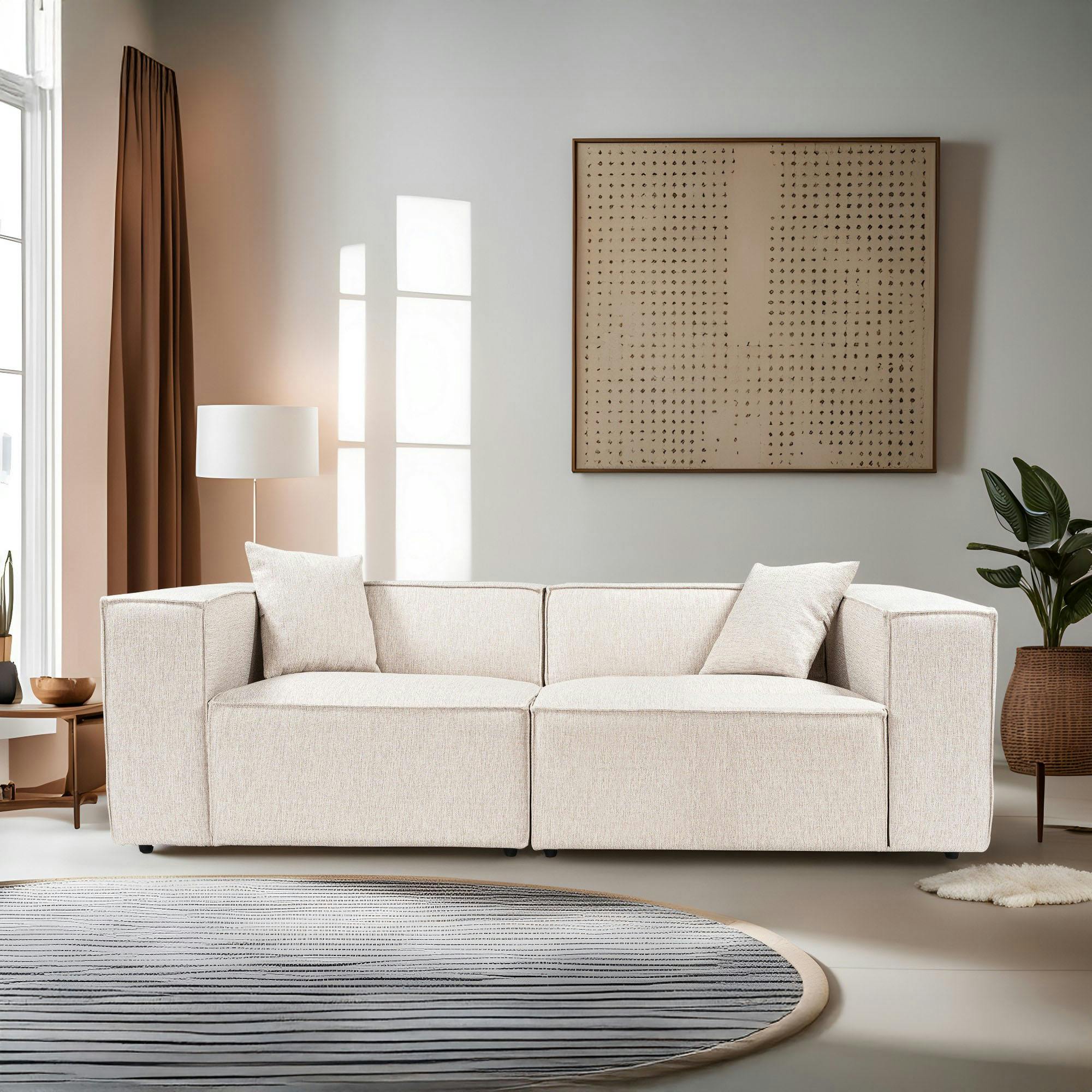 Canapé 3 places sable design coutures apparentes OSTUNI