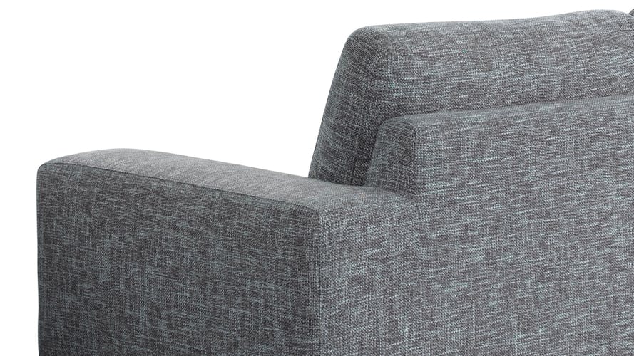 Canapé 3 places tapissier gris chiné et pieds acier chromé 199,5x95,5x84cm JAZZ MENDE