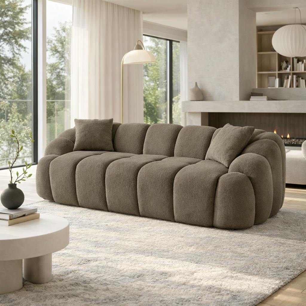 Canapé 3 places taupe design arrondi ONDA
