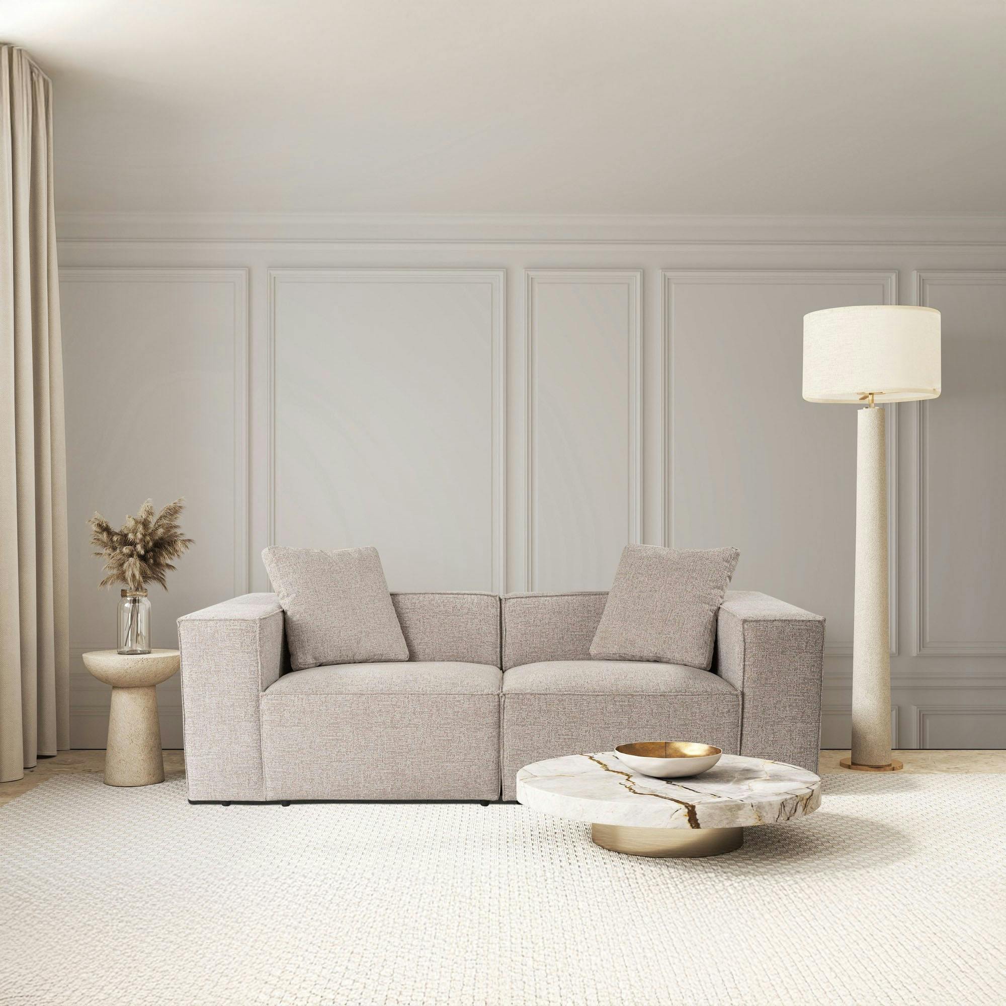 Canapé 3 places taupe design coutures apparentes OSTUNI