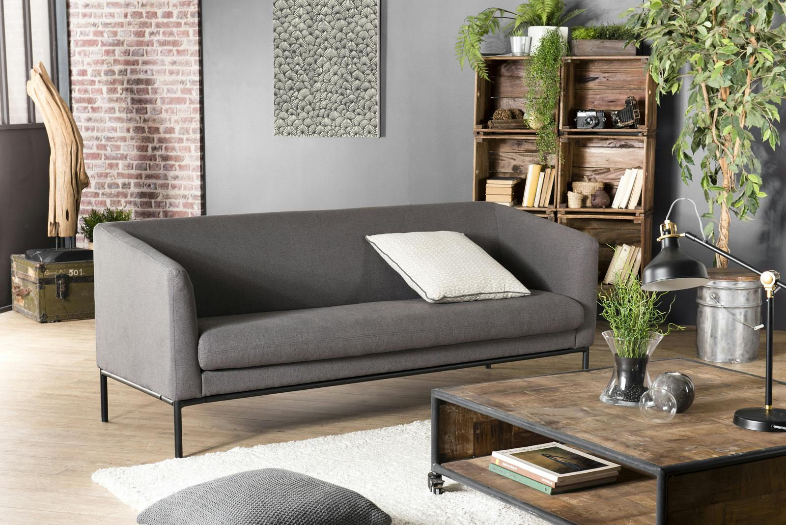 Canapé 3 places tissu gris taupe TIM