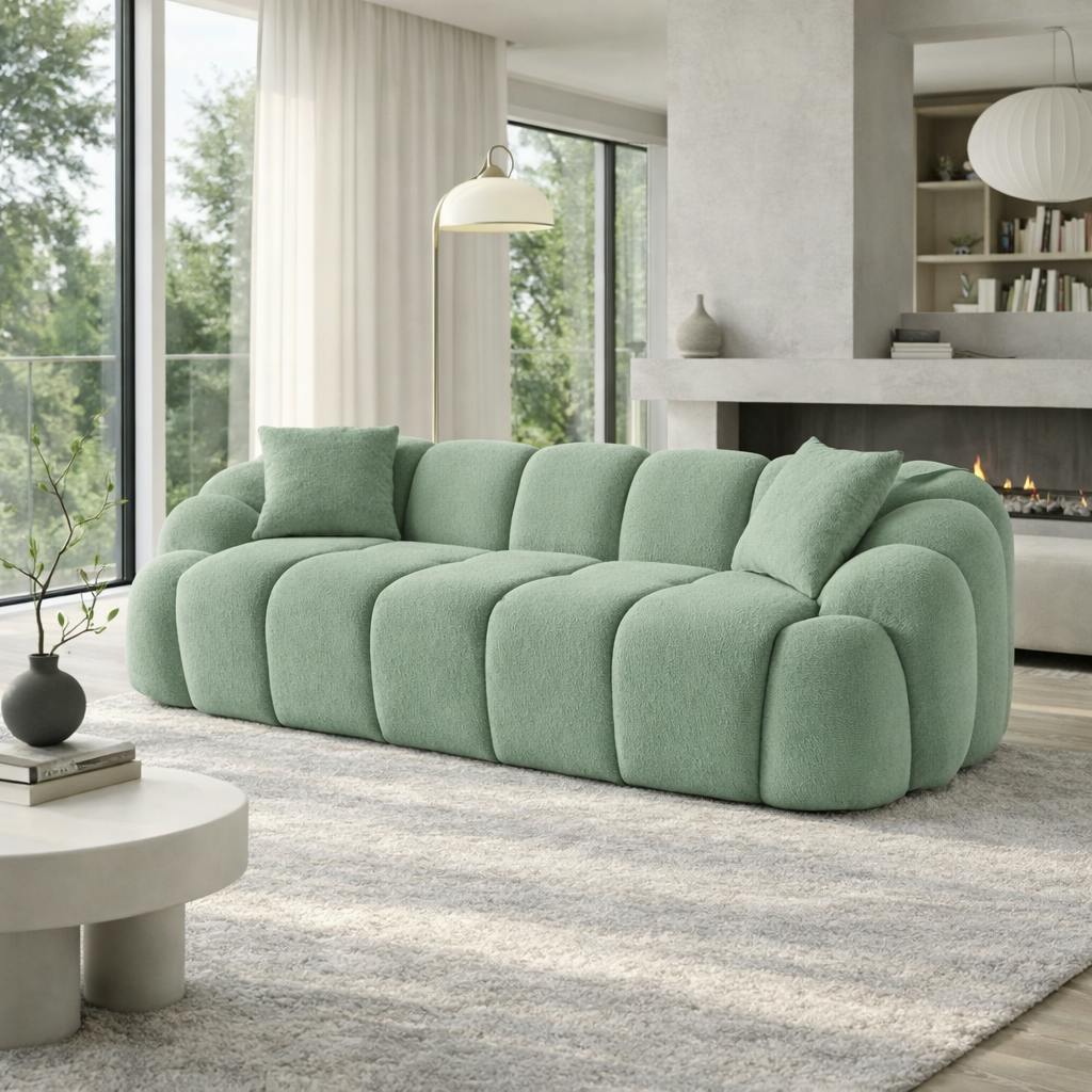 Canapé 3 places vert sauge design arrondi ONDA