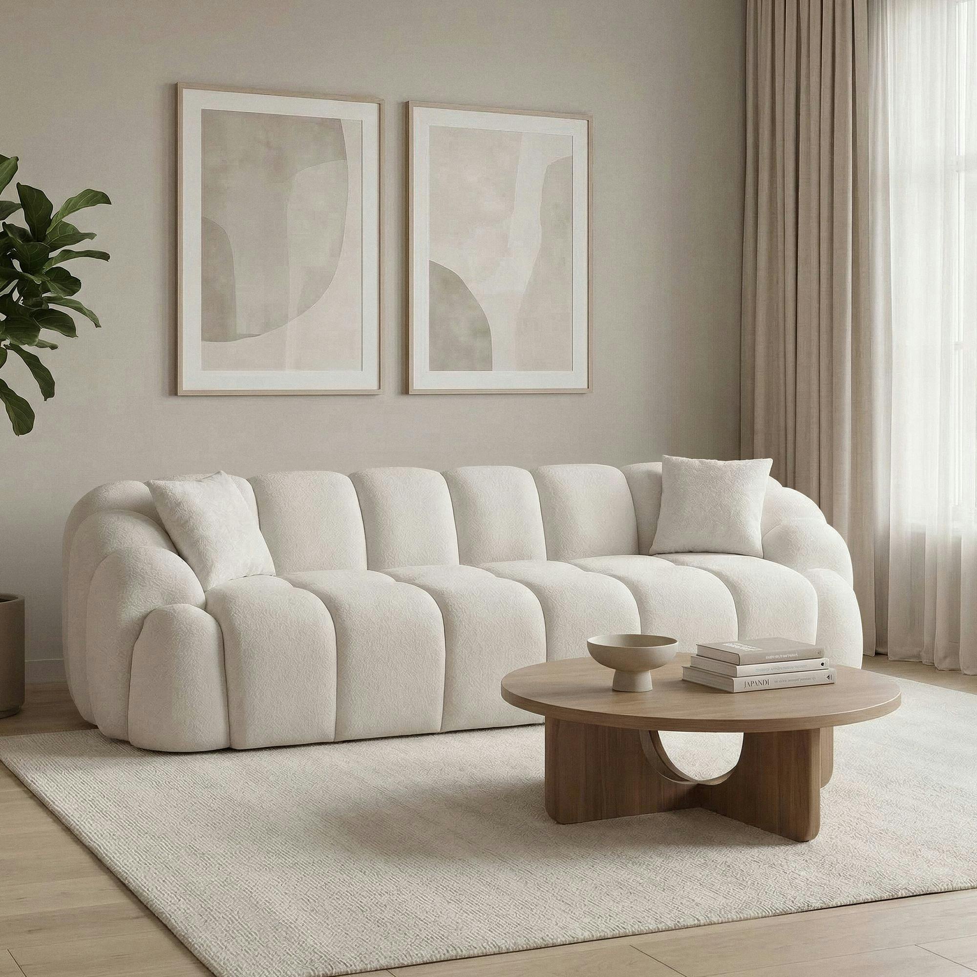 Canapé 4 places blanc écru design arrondi ONDA