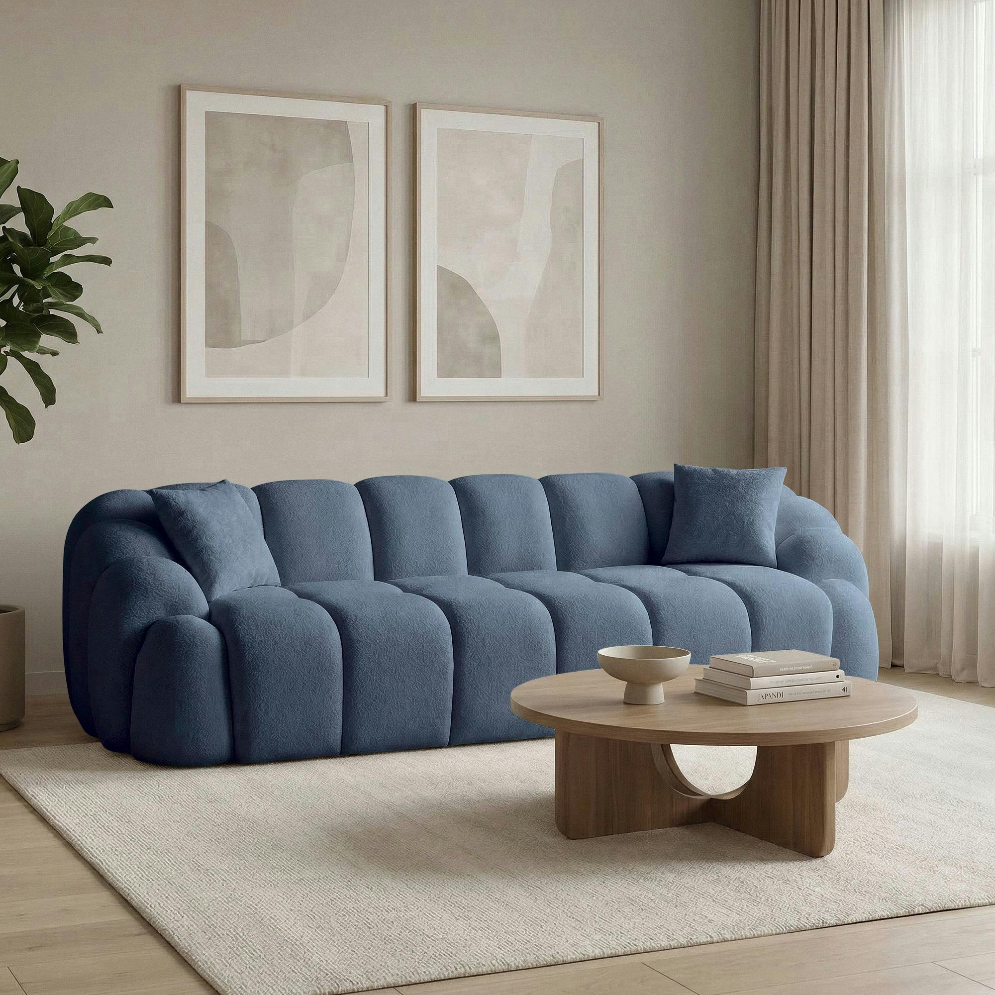 Canapé 4 places bleu design arrondi ONDA