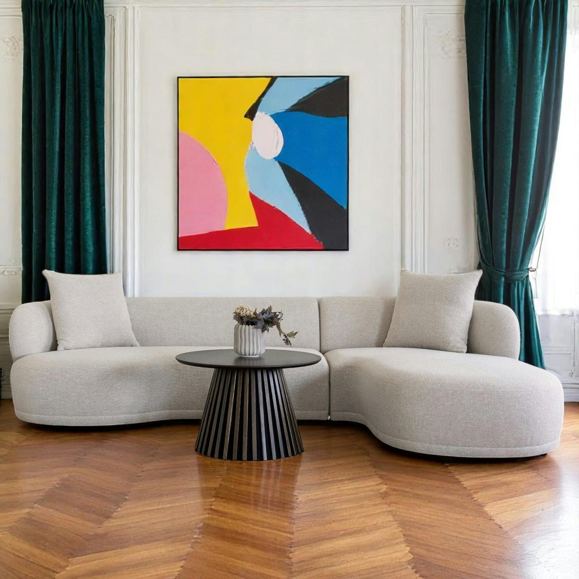 canapé 4 places arrondi - sable, méridienne droite BERLIN