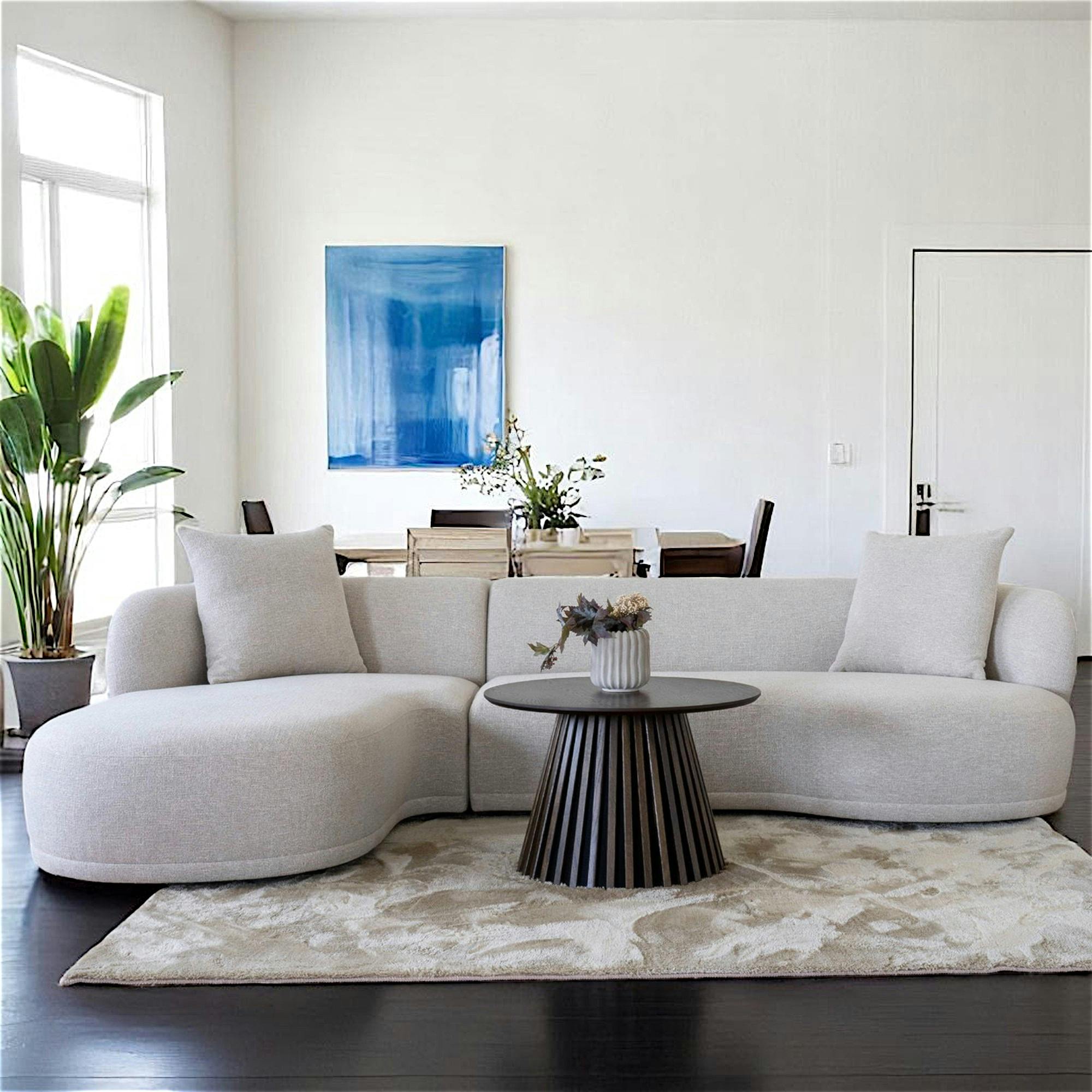 Canapé 4 places arrondi - sable, méridienne gauche BERLIN