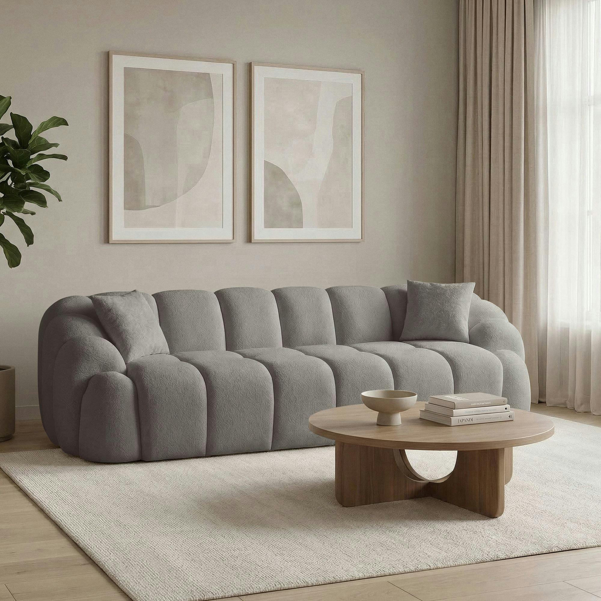 Canapé 4 places gris design arrondi ONDA