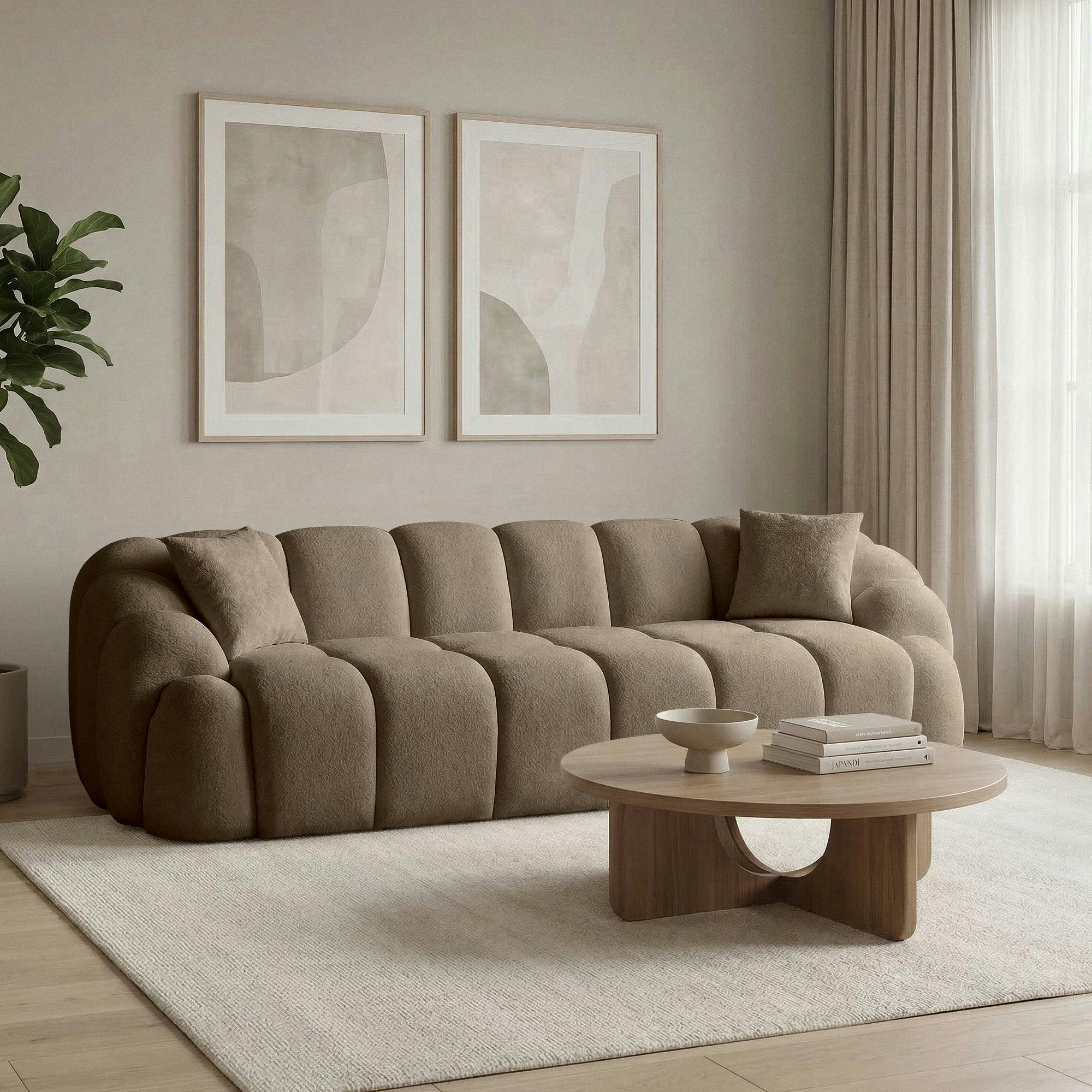 Canapé 4 places taupe design arrondi ONDA