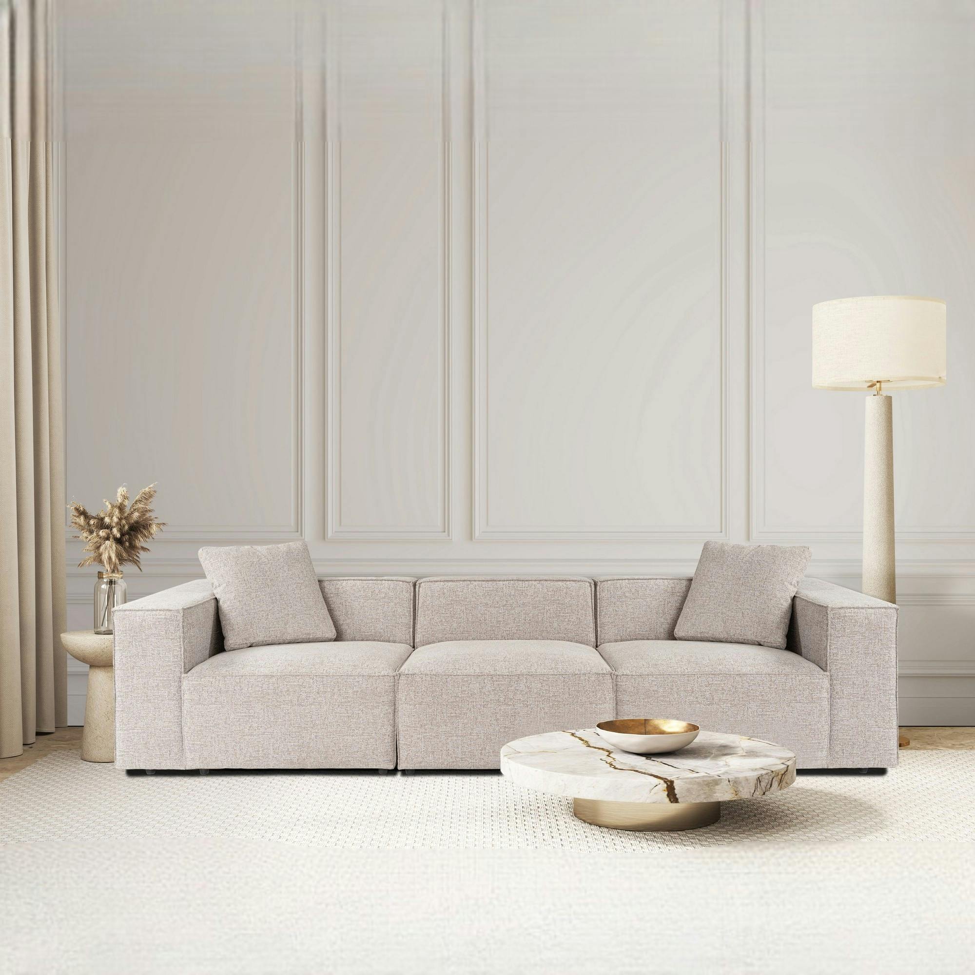 Canapé 4 places taupe design coutures apparentes OSTUNI