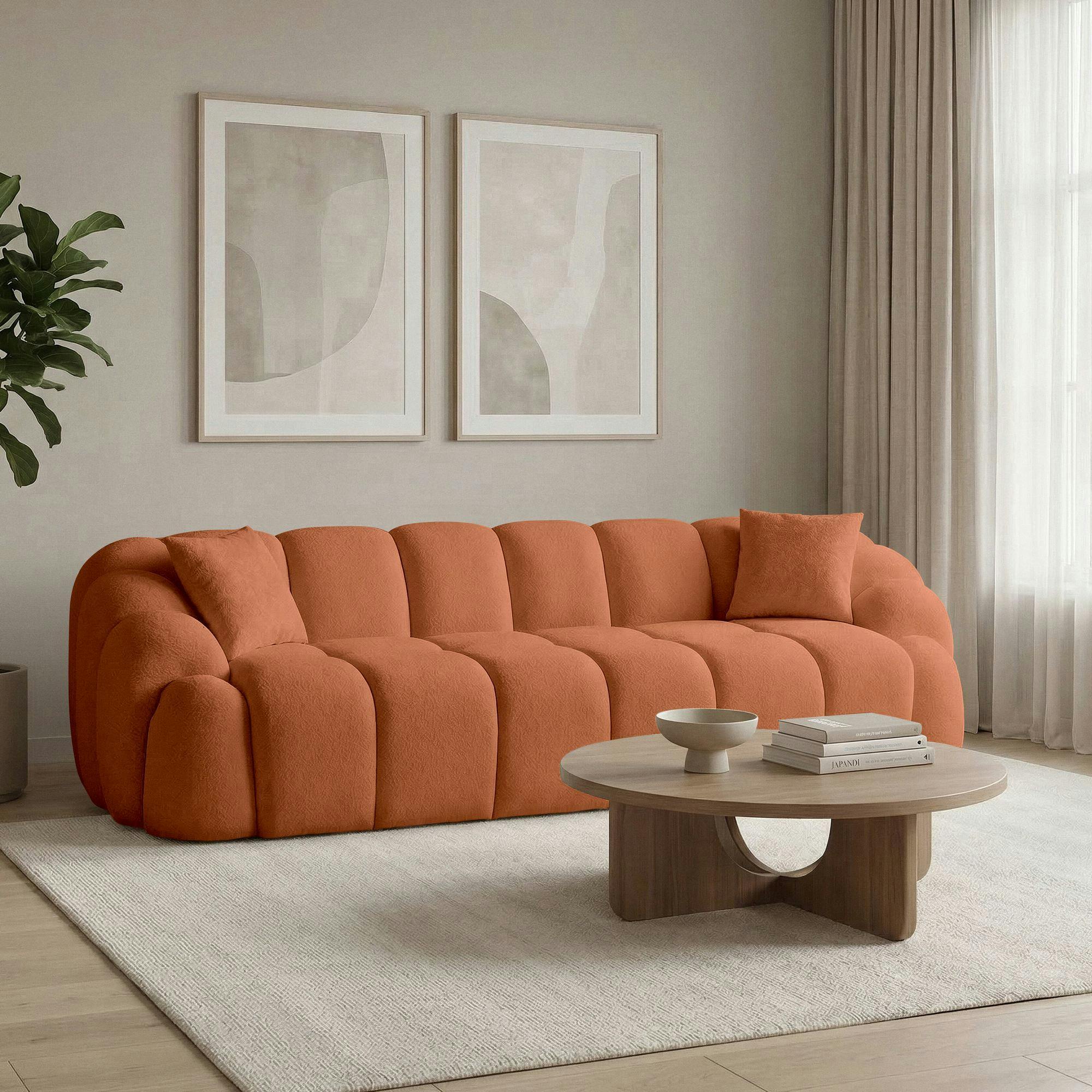 Canapé 4 places terracotta design arrondi ONDA