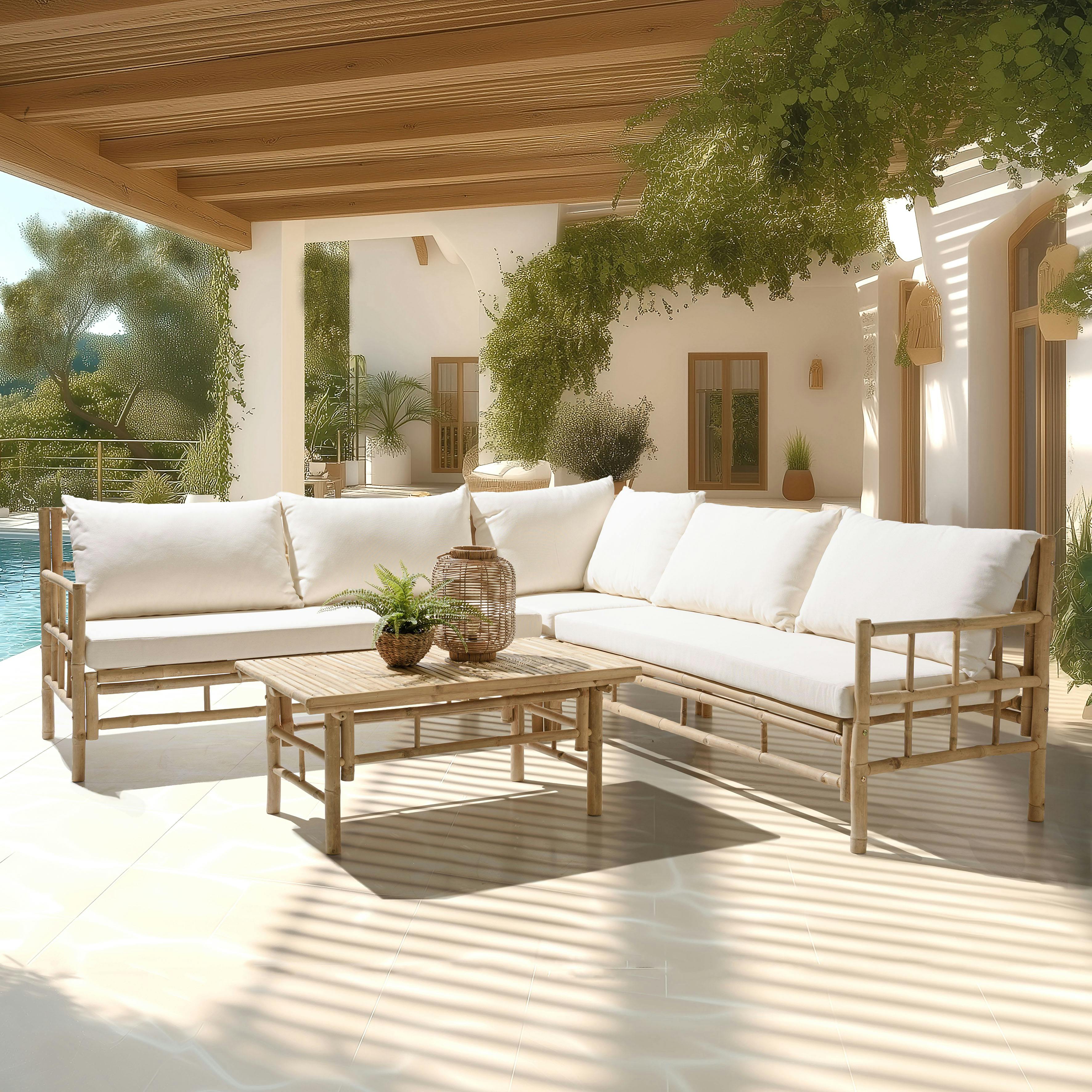 Canapé 6 places et table basse en bambou CALVIA