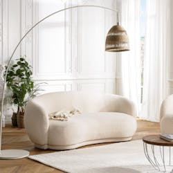 Canapé arrondi 3 places tissu bouclette écru COLOMBUS