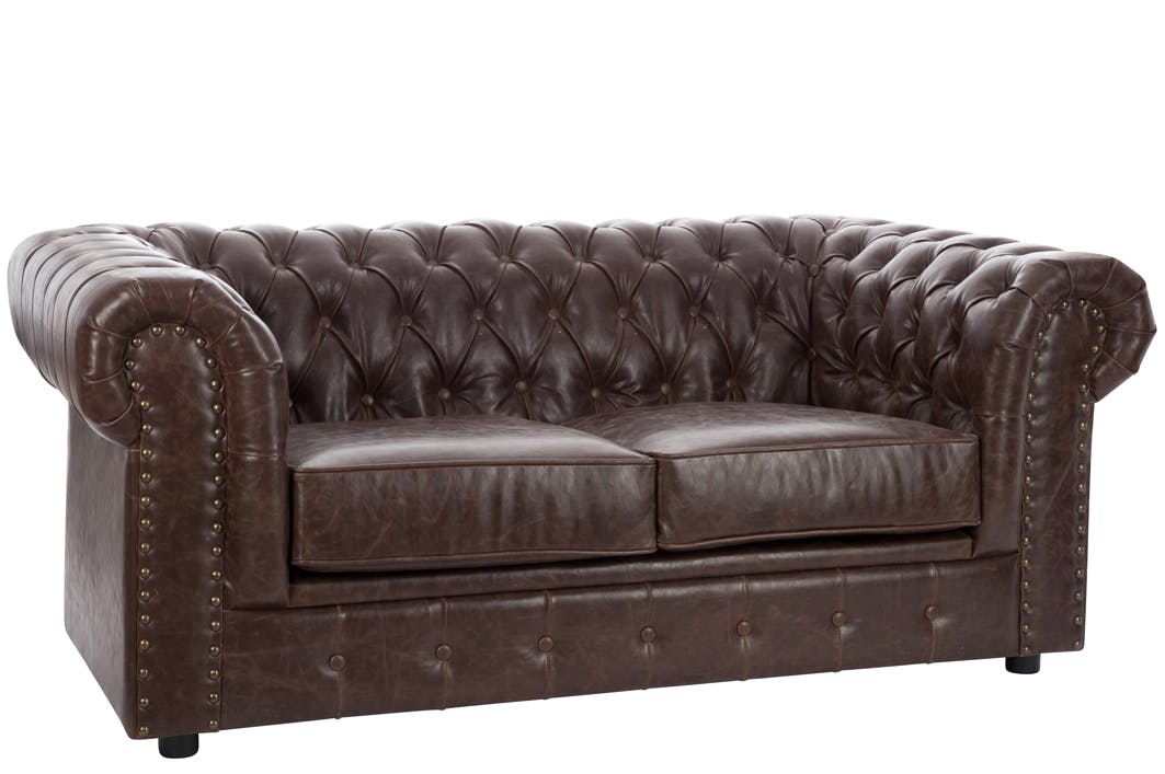 Canapé capitonné 2 places marron - 175x97x71cm