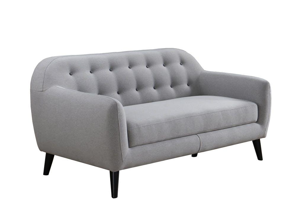 Canapé Capitonné 2 places tapissier tissu gris clair boutons gris foncés 167x83x91cm STRADA