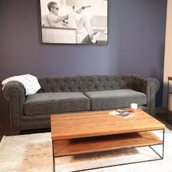 Canapé chesterfield 3 places en tissu anthracite chiné YORK