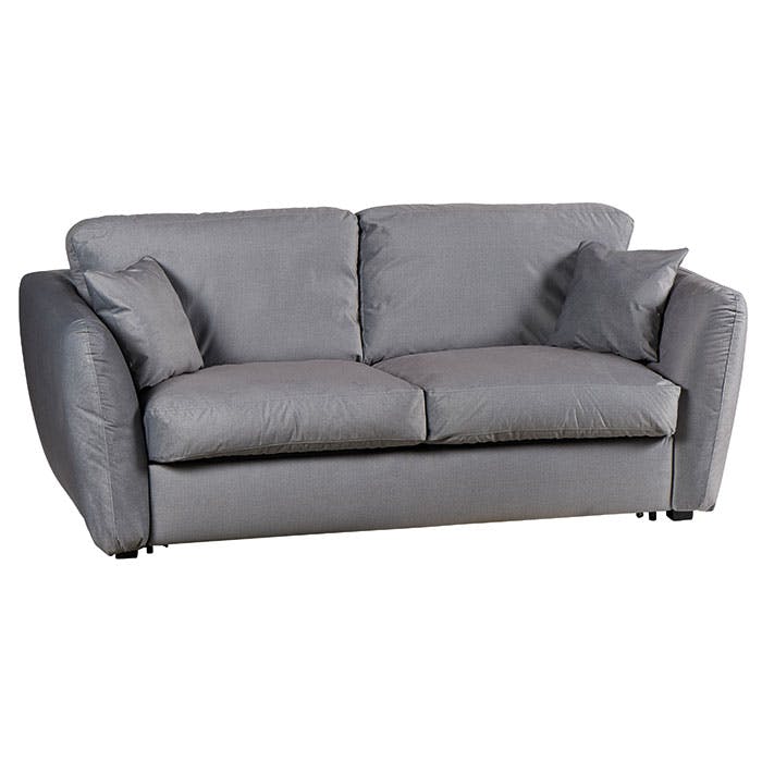 Canapé convertible gris clair toucher velours VARSOVIE