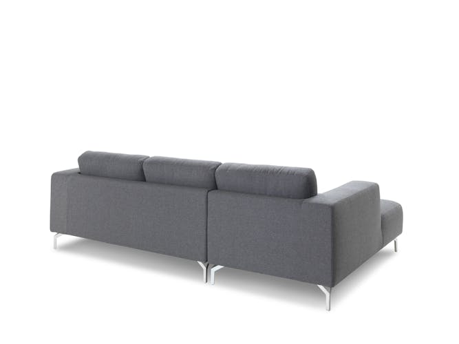 Canapé d'Angle (angle gauche) tapissier gris et pieds acier chromé 251,5x93,5/150x80cm TIM