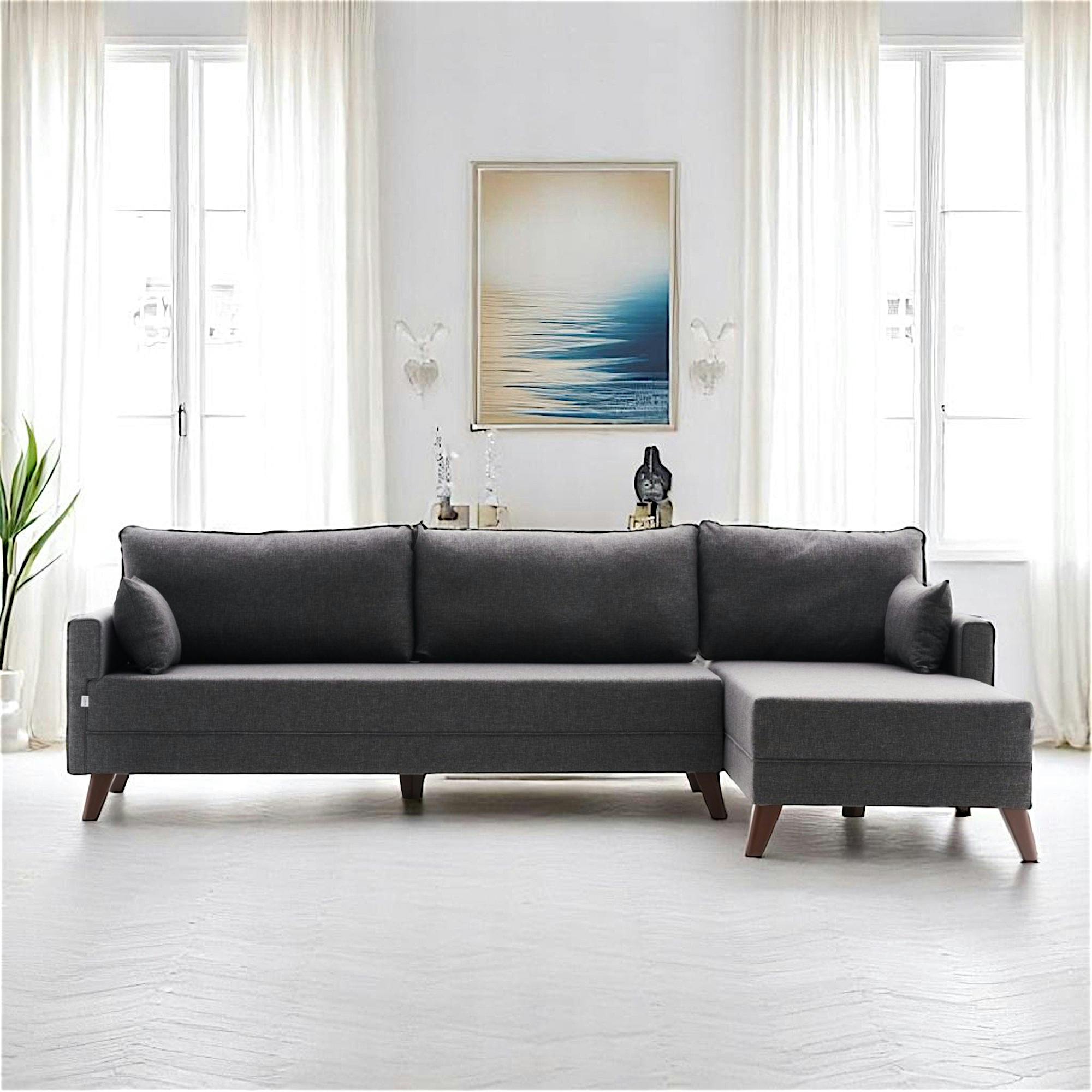 Canapé d'angle anthracite - 275 cm, côté droit SPLIT