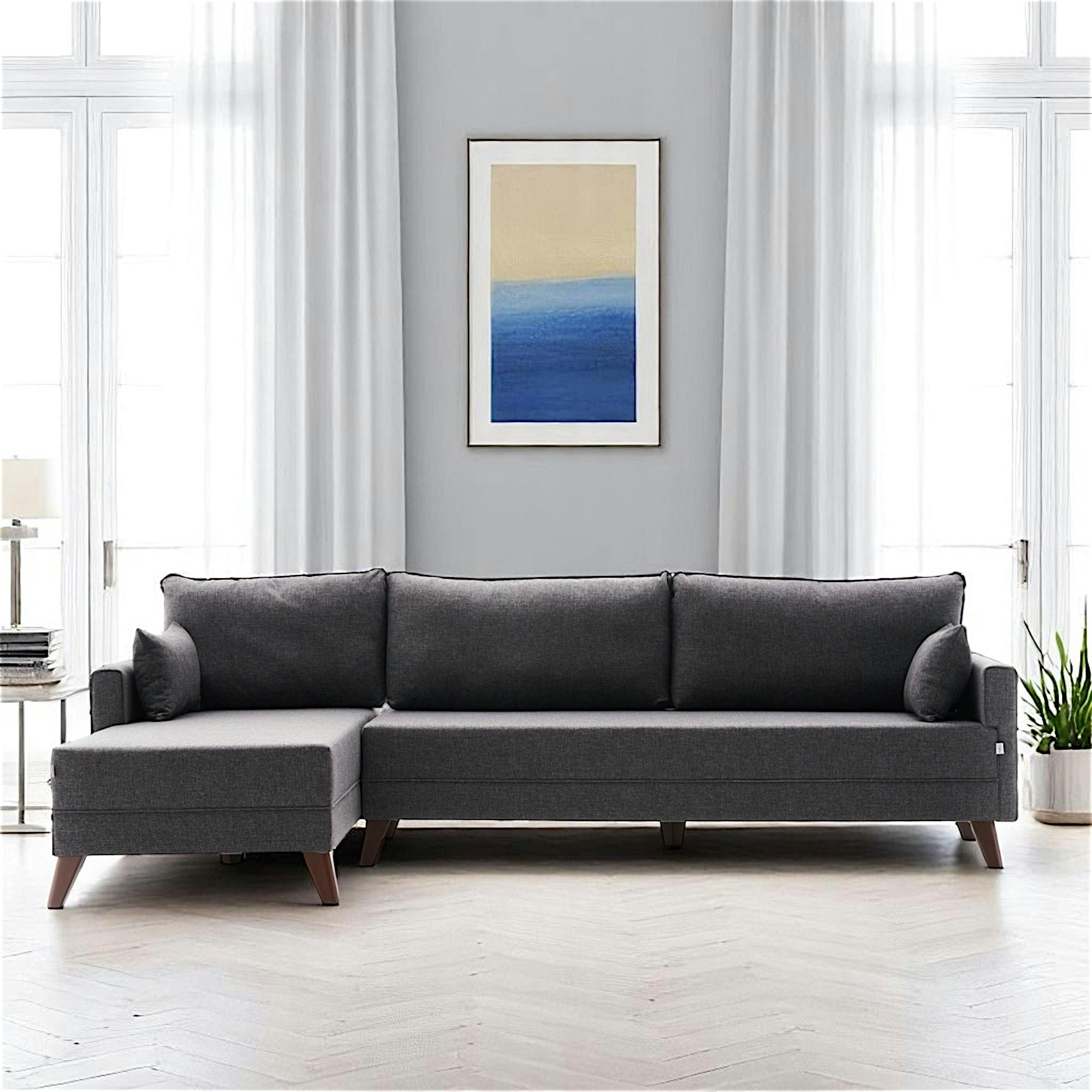 Canapé d'angle anthracite - 275 cm, côté gauche SPLIT